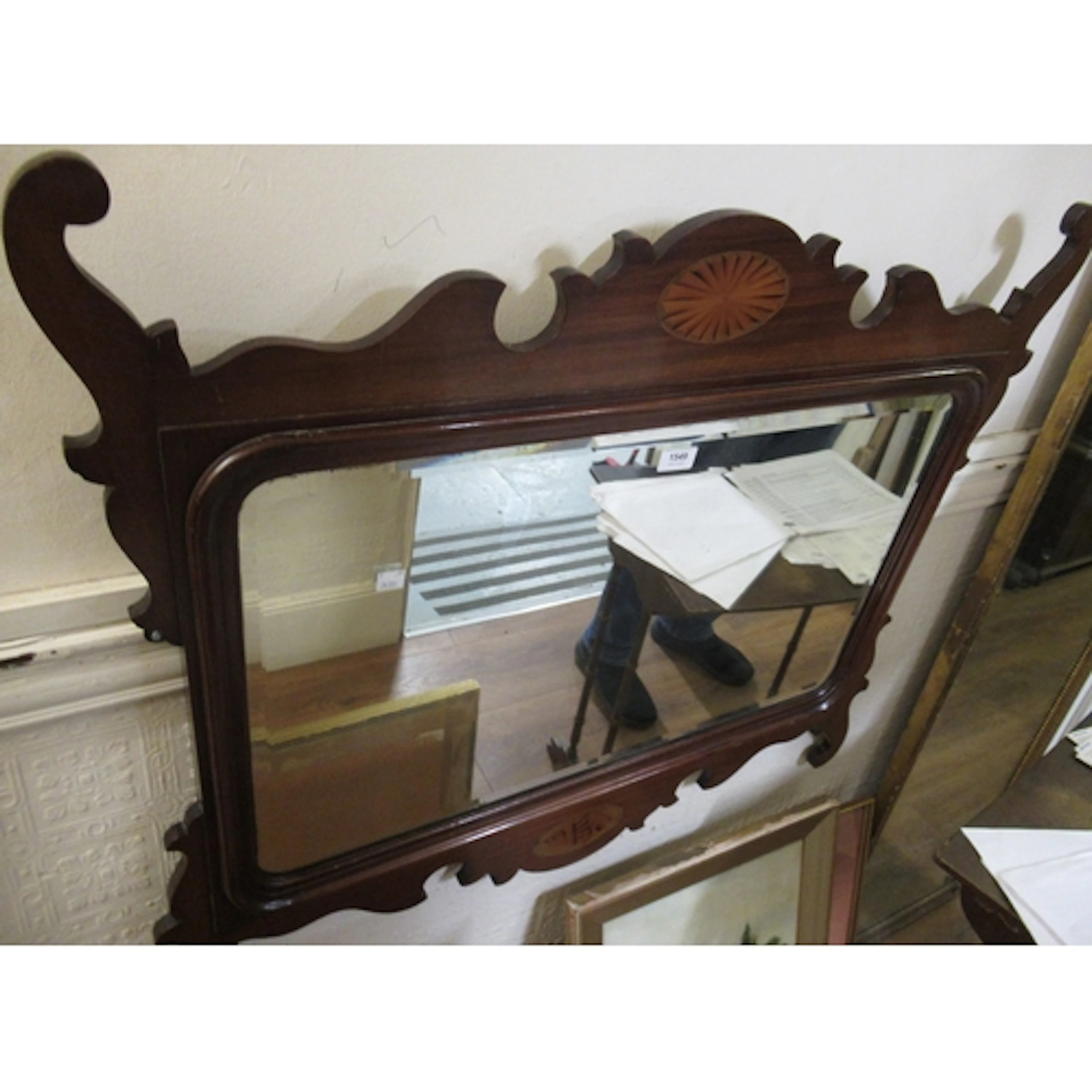 19th Century mahogany and inlaid wall mirror in 18th Century...