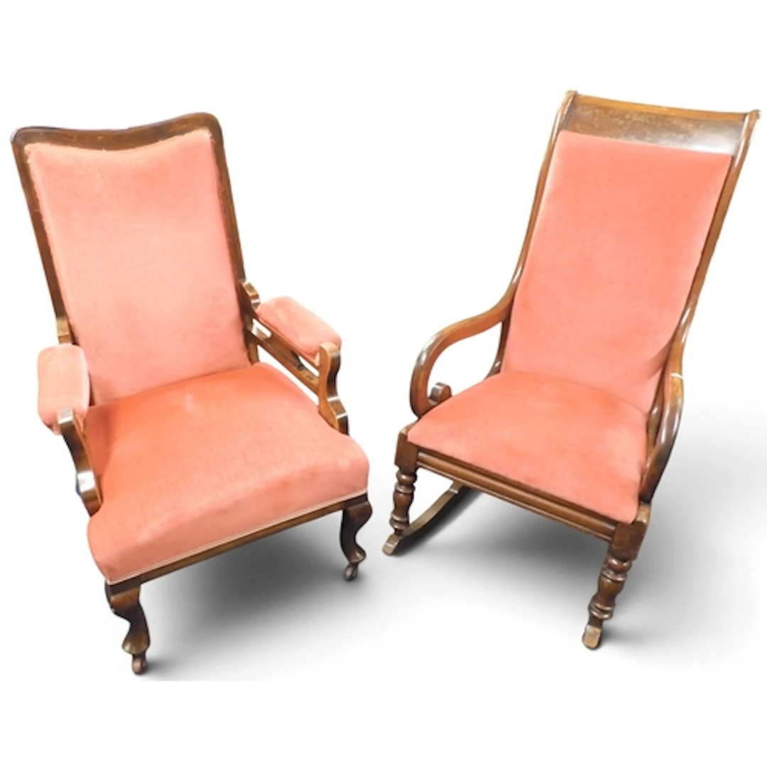 A lot comprising a 19th century beech framed rocking chair, ...