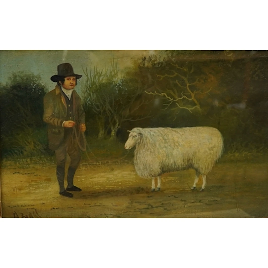 Early 20th century, naive school, study of a gentleman and a...