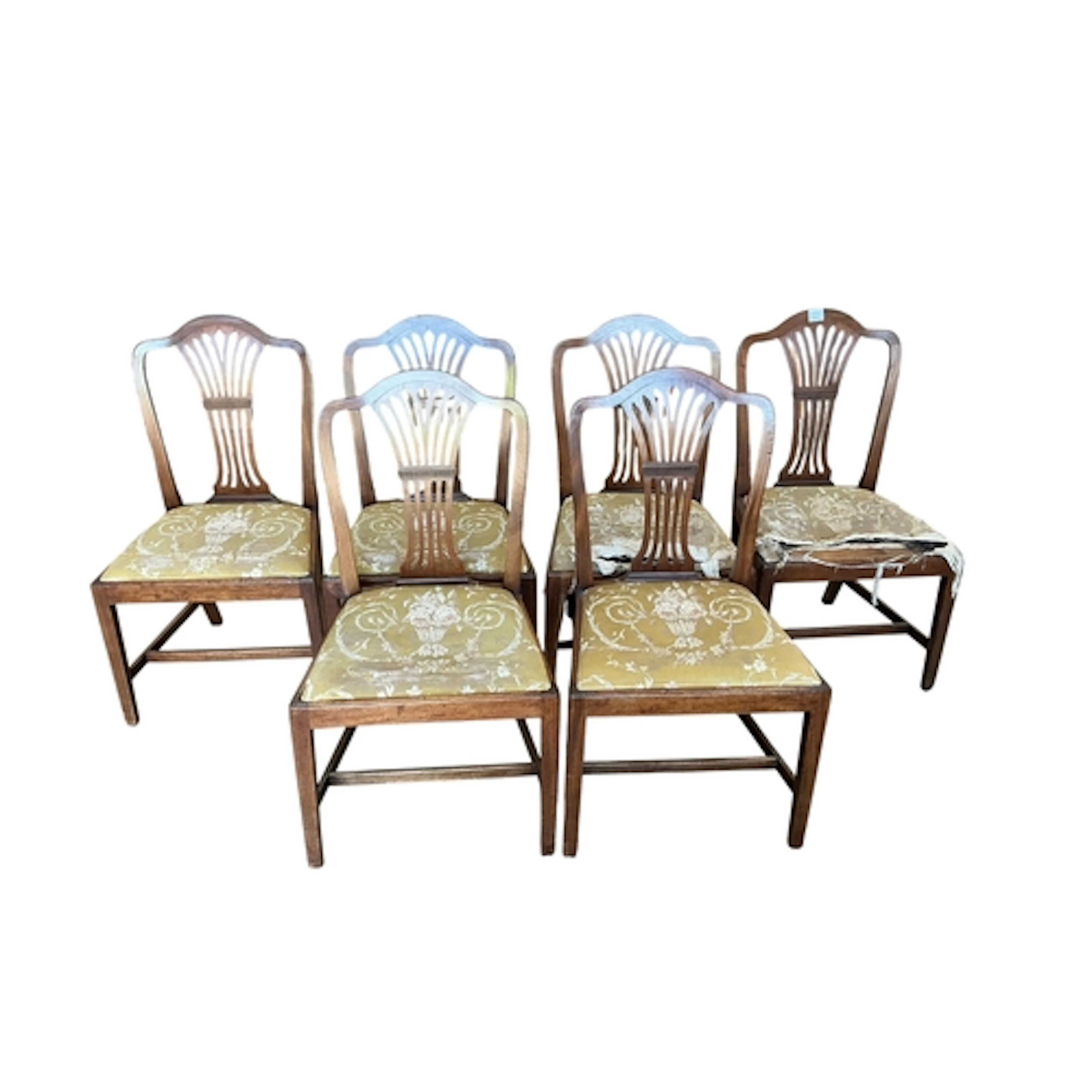A set of six Hepplewhite style mahogany dining chairs, with ...