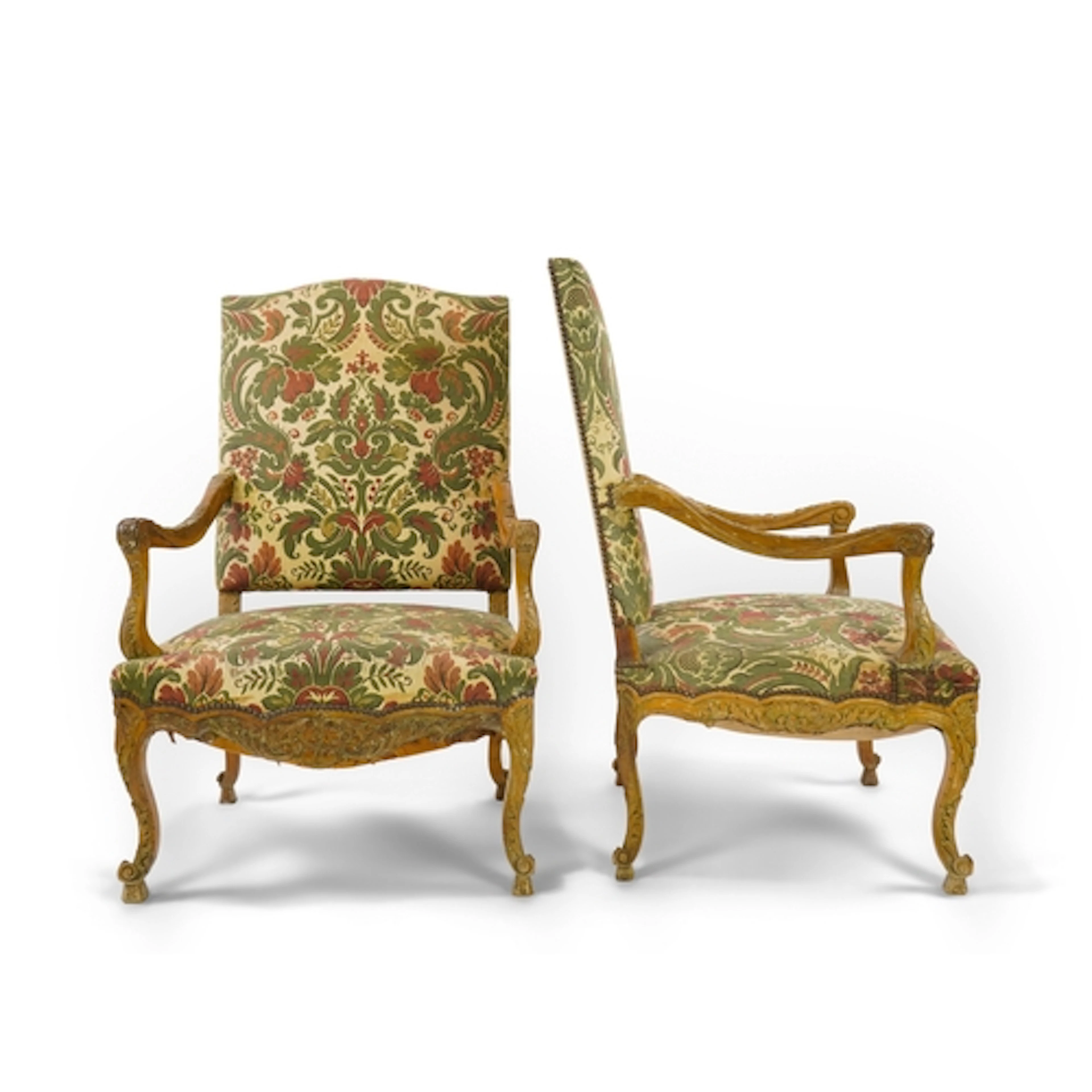 A pair of 19th century Louis XV style carved walnut grand fa...
