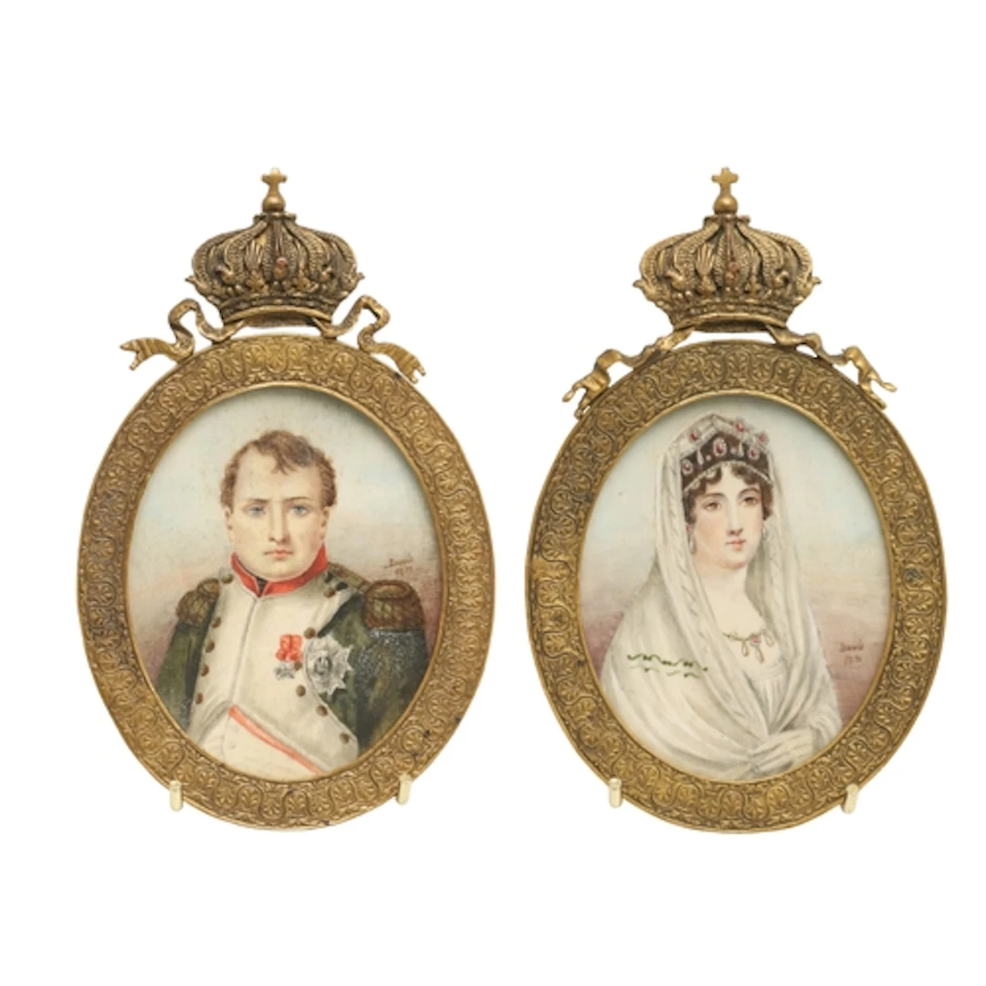 A PAIR OF MINIATURE PORTRAITS. of Napoleon and Josephine aft...