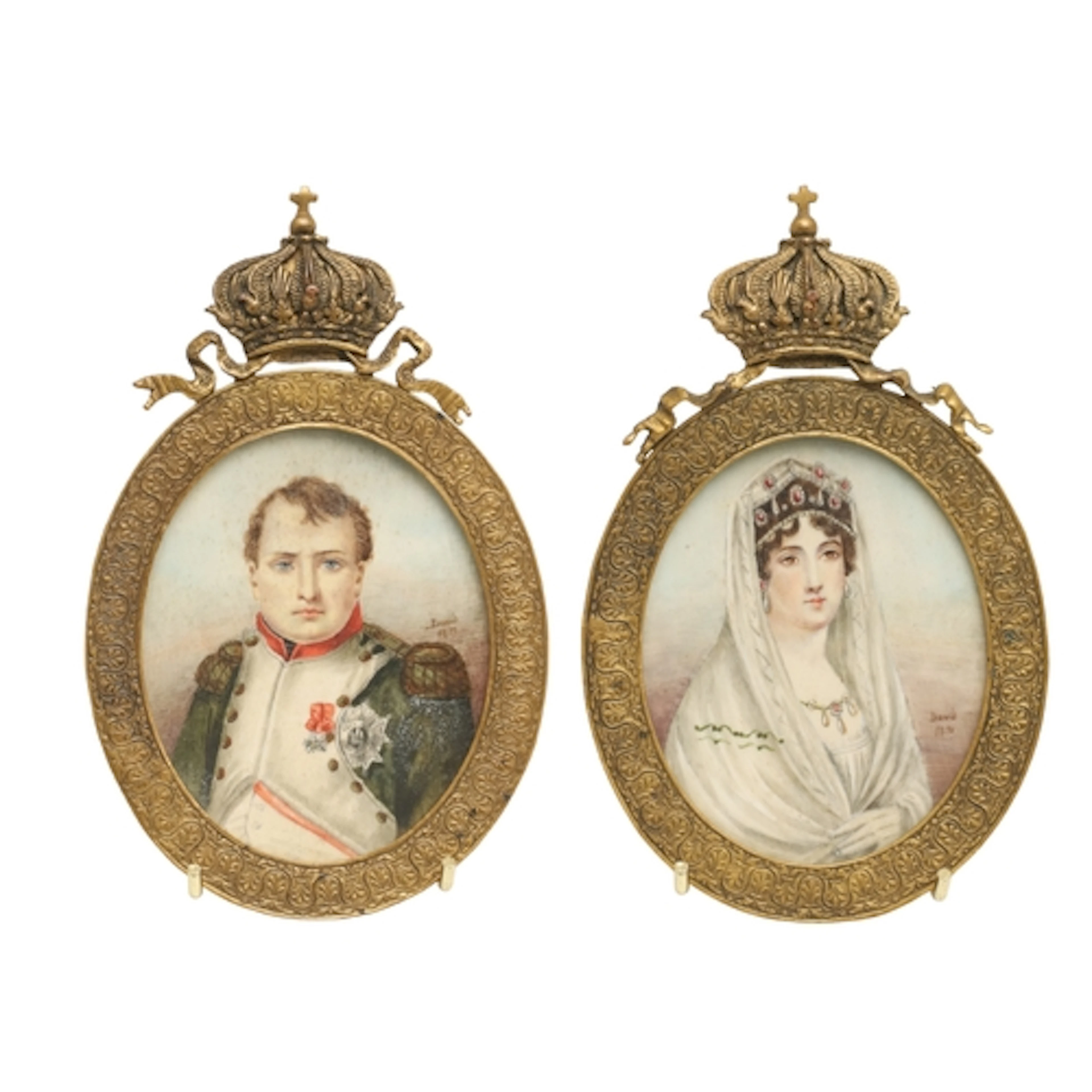 A PAIR OF MINIATURE PORTRAITS. of Napoleon and Josephine aft...