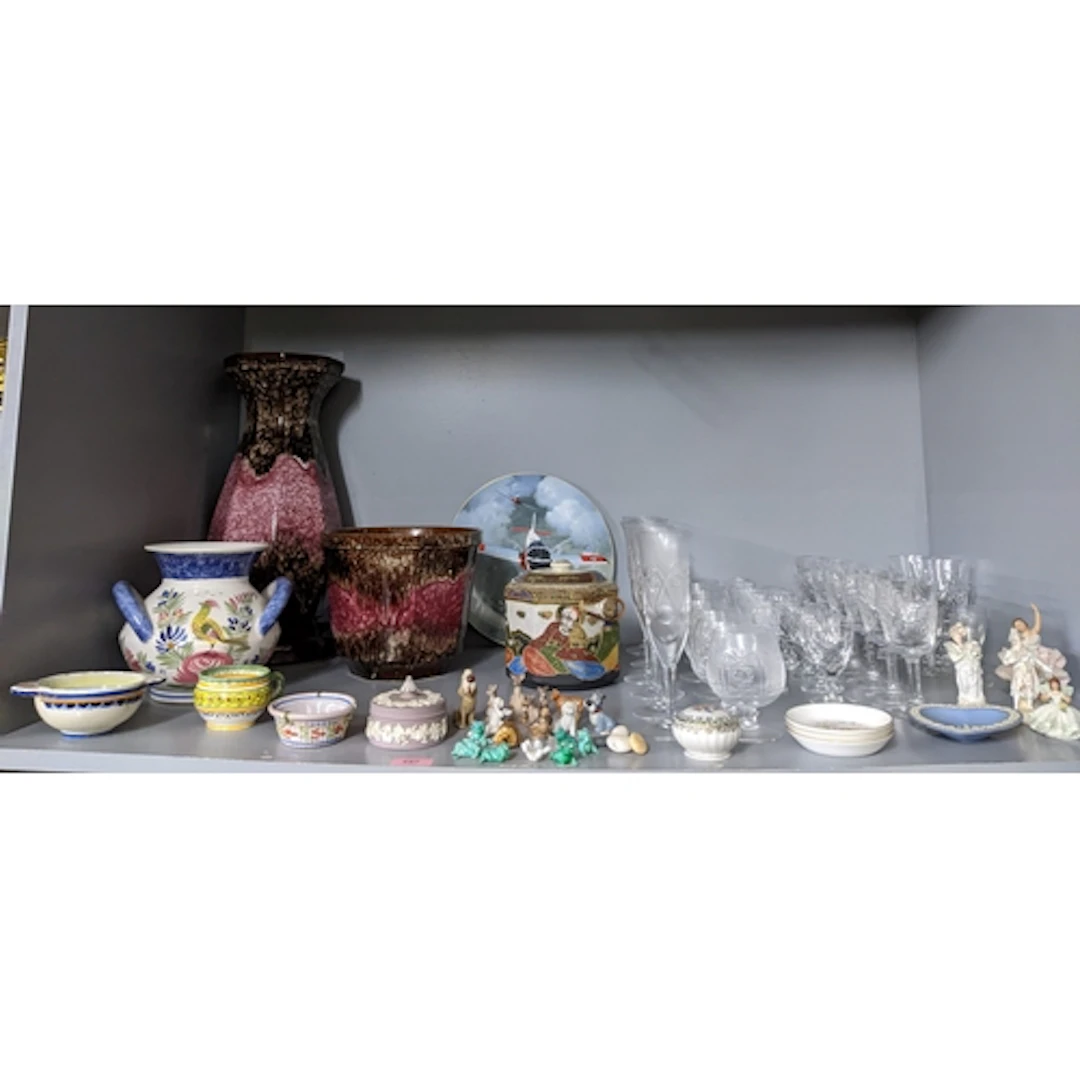 Mixed ceramics and glassware to include a West German potter...