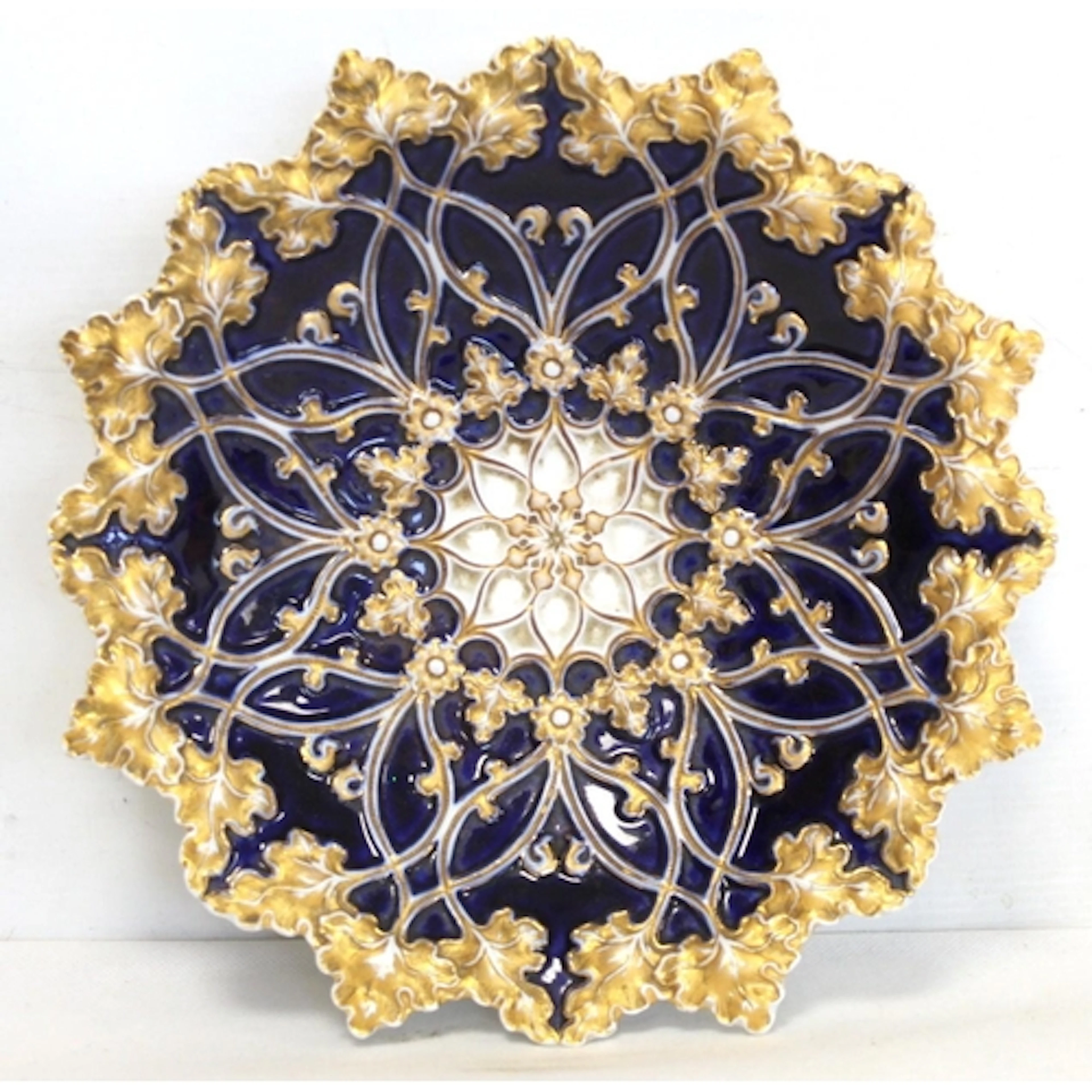 Meissen porcelain moulded shallow dish of lobed circular for...