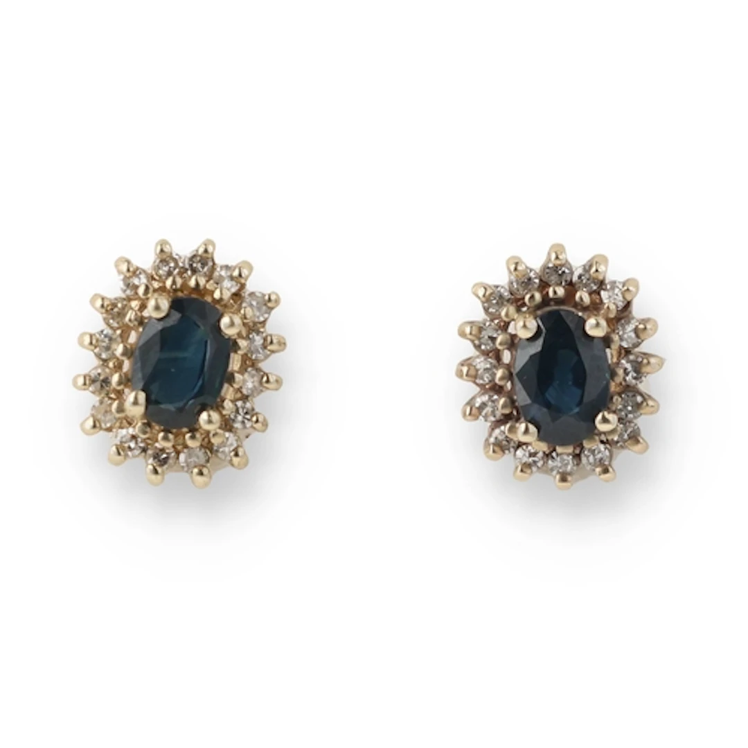 A PAIR OF 9CT GOLD SAPPHIRE EARRINGS Weight: 2.5gms ...