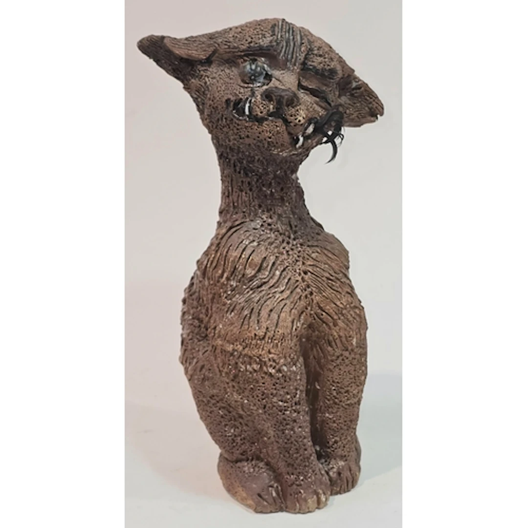 Poole Pottery interest Guy Sydenham carved sculpture of a ca...
