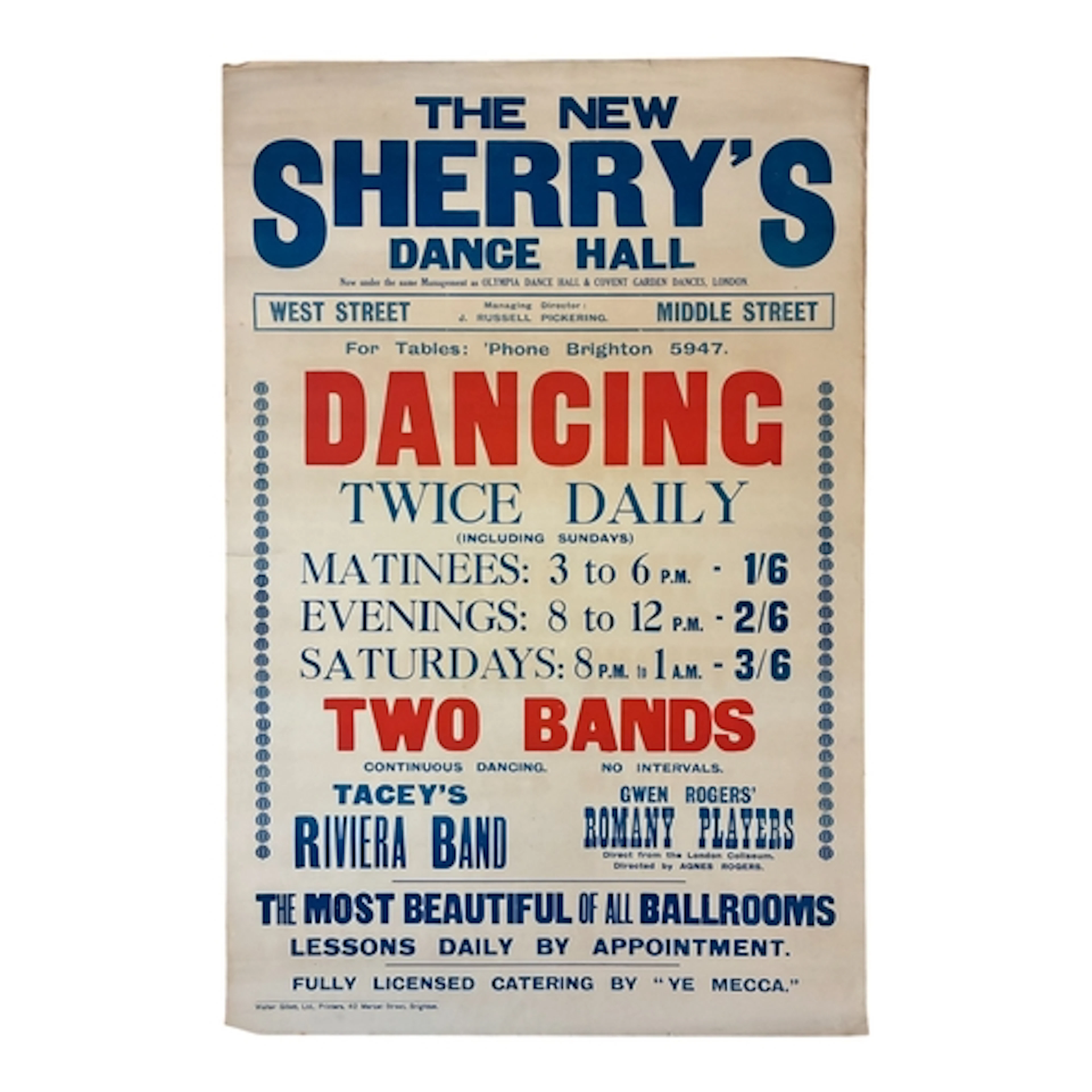 New Sherry's Dance Hall, Brighton, poster, Dancing Twice Dai...