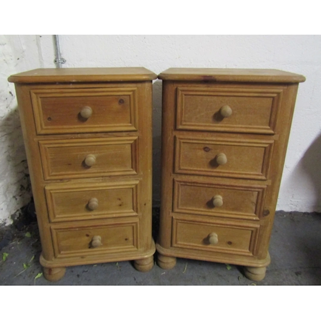 Pair of Pine Four Drawer Side Lockers Each Approximately 15 ...