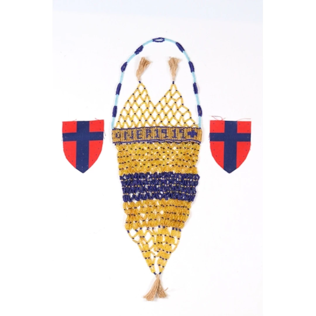Early 20th Century WW1 Turkish Prisoner Of War beaded bag, w...