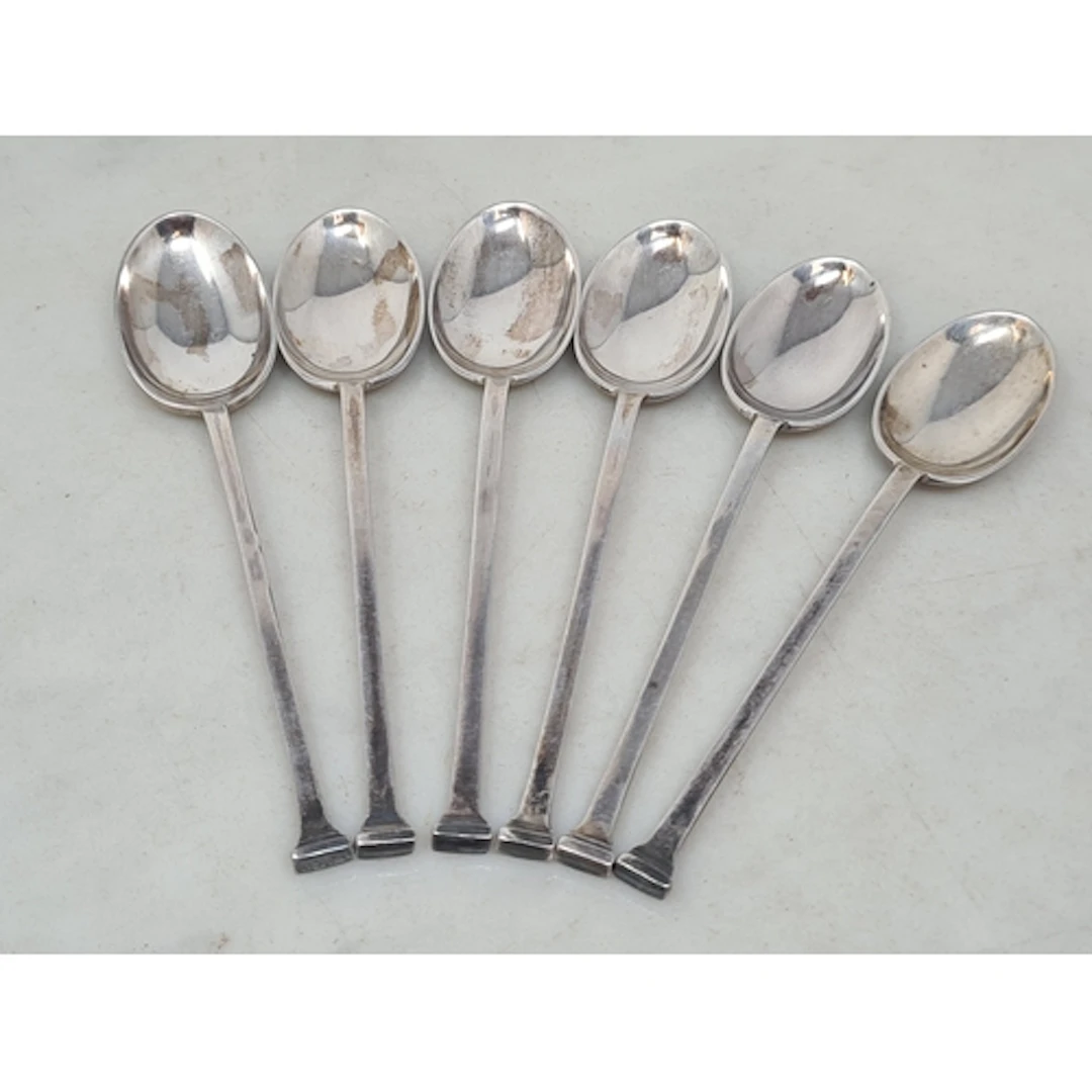 Six George V silver seal top Coffee Spoons, Sheffield 1920,...