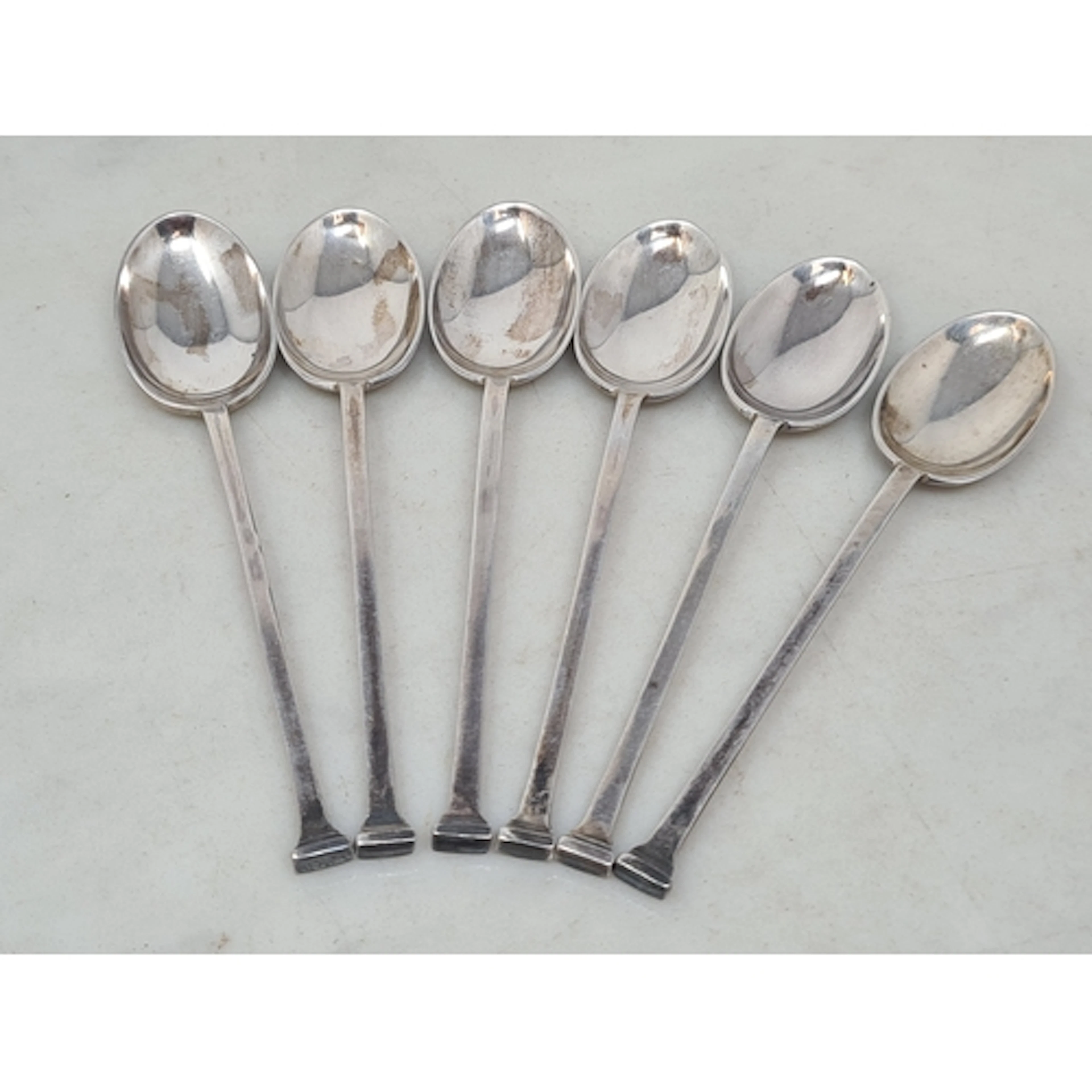 Six George V silver seal top Coffee Spoons, Sheffield 1920,...