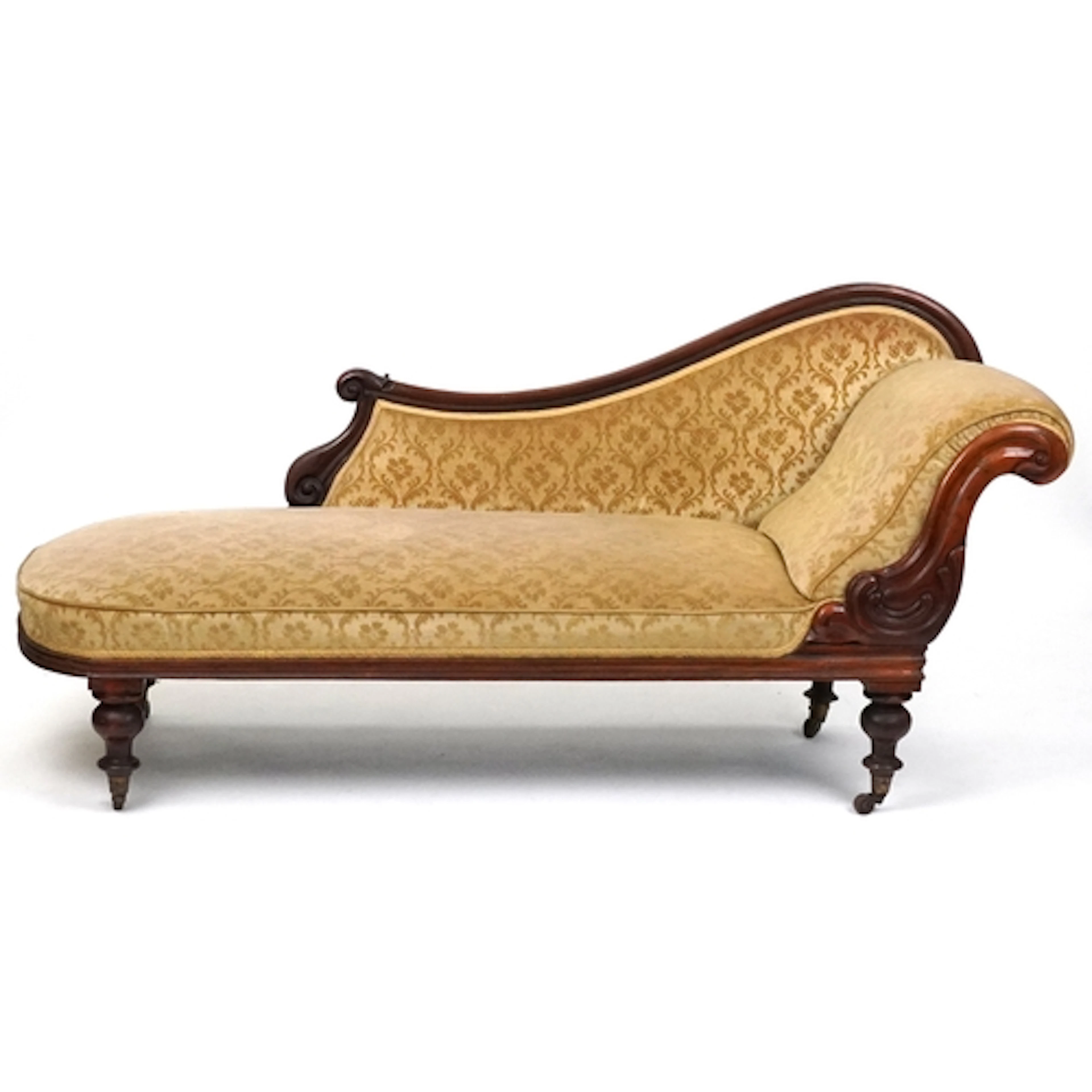 Victorian mahogany framed chaise longue with floral upholste...