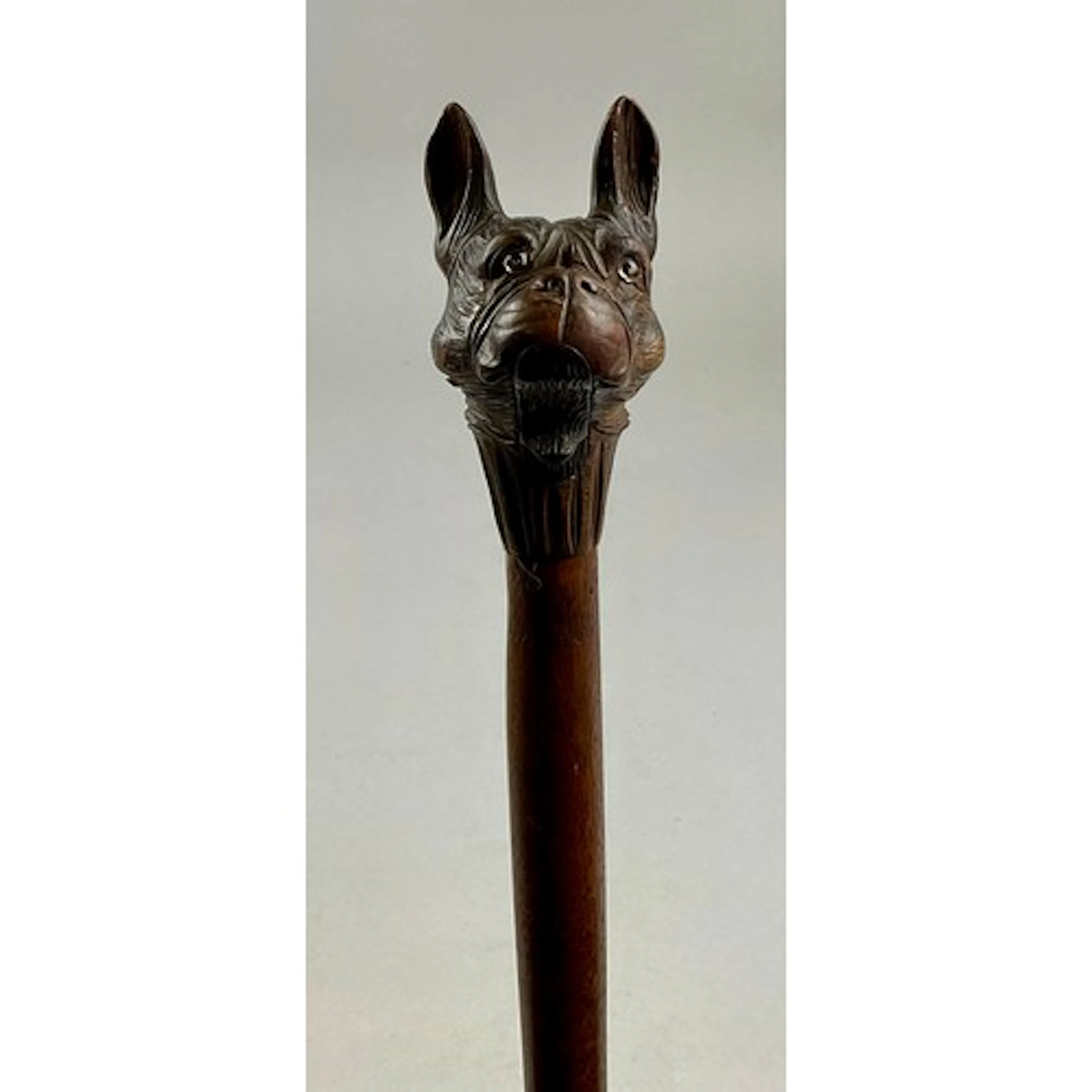 A Black Forest novelty automaton walking cane, the handle ca...