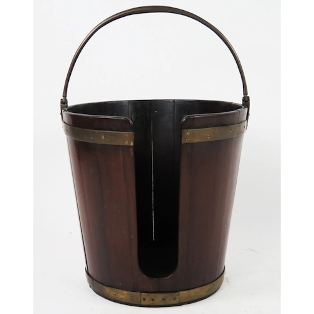 A 19th century mahogany and brass bound plate bucket of coo...
