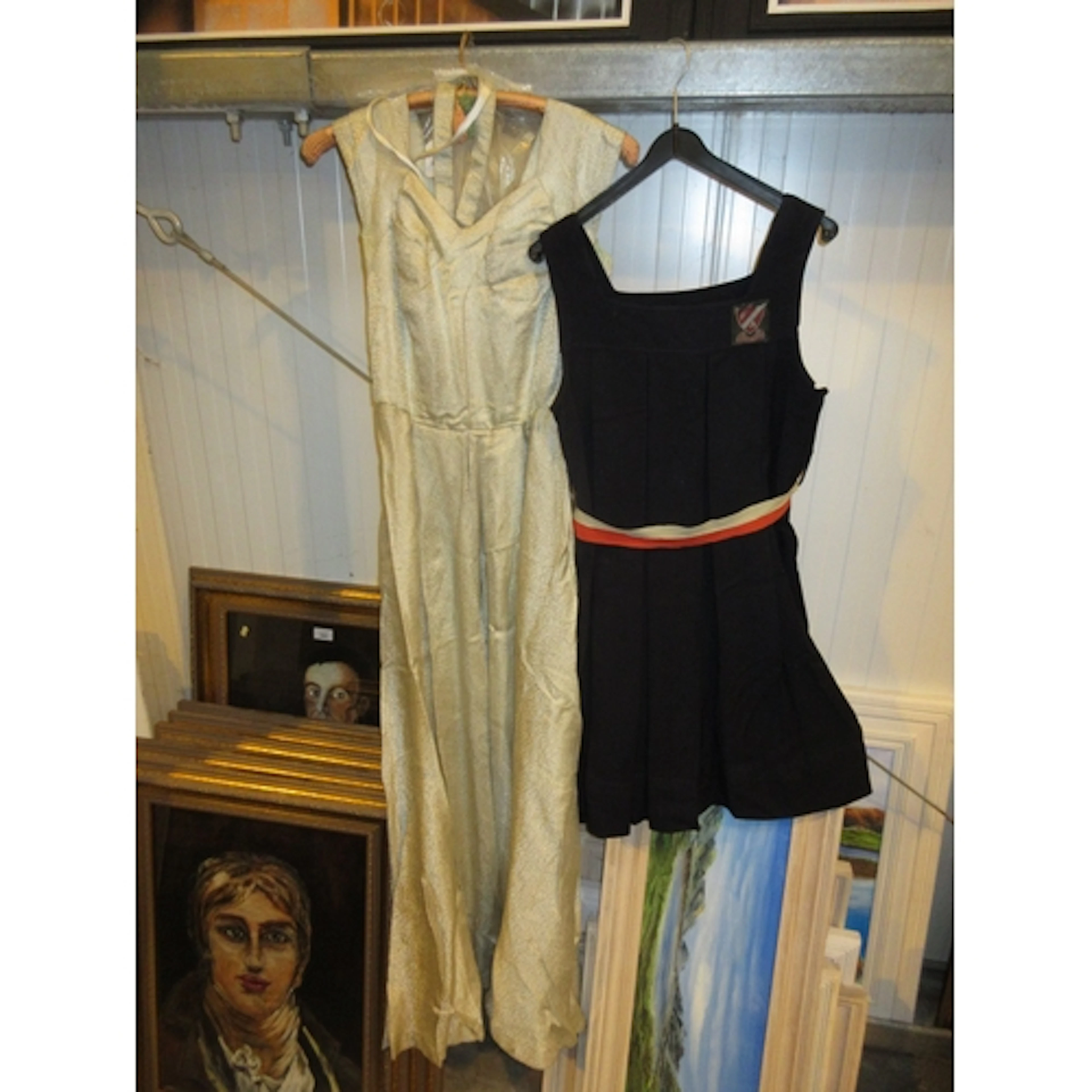 Early 20th Century Wedding Dress with Veil and a School Pina...