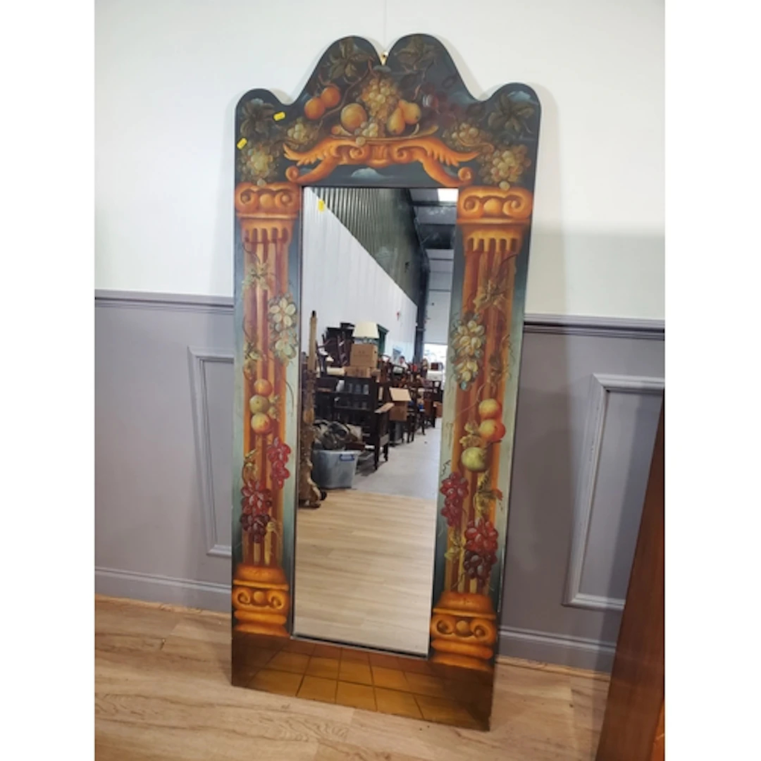 A tall painted wall Mirror, 5ft 7" H, (R3).