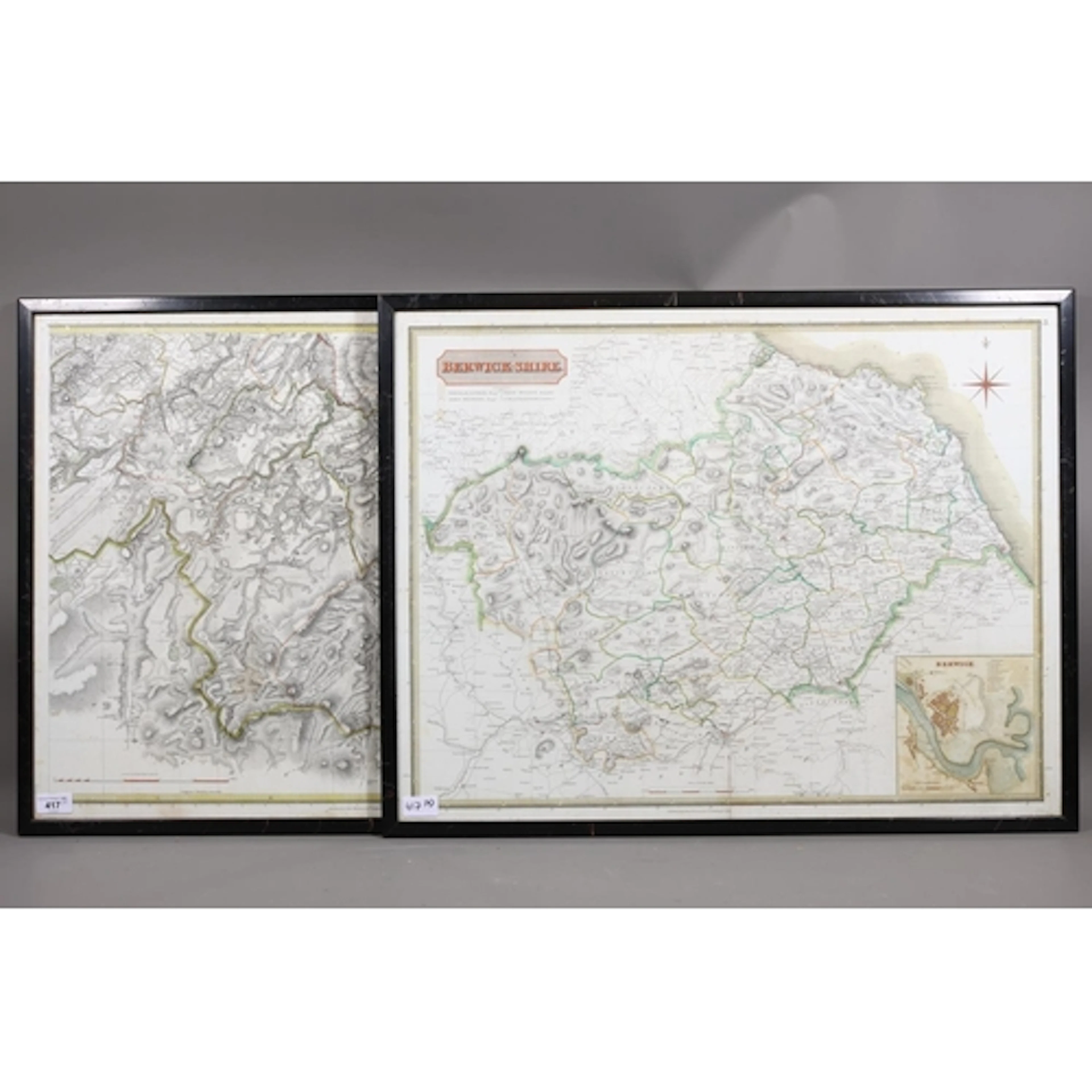 Framed map print of Berwickshire, published by John Thomson ...