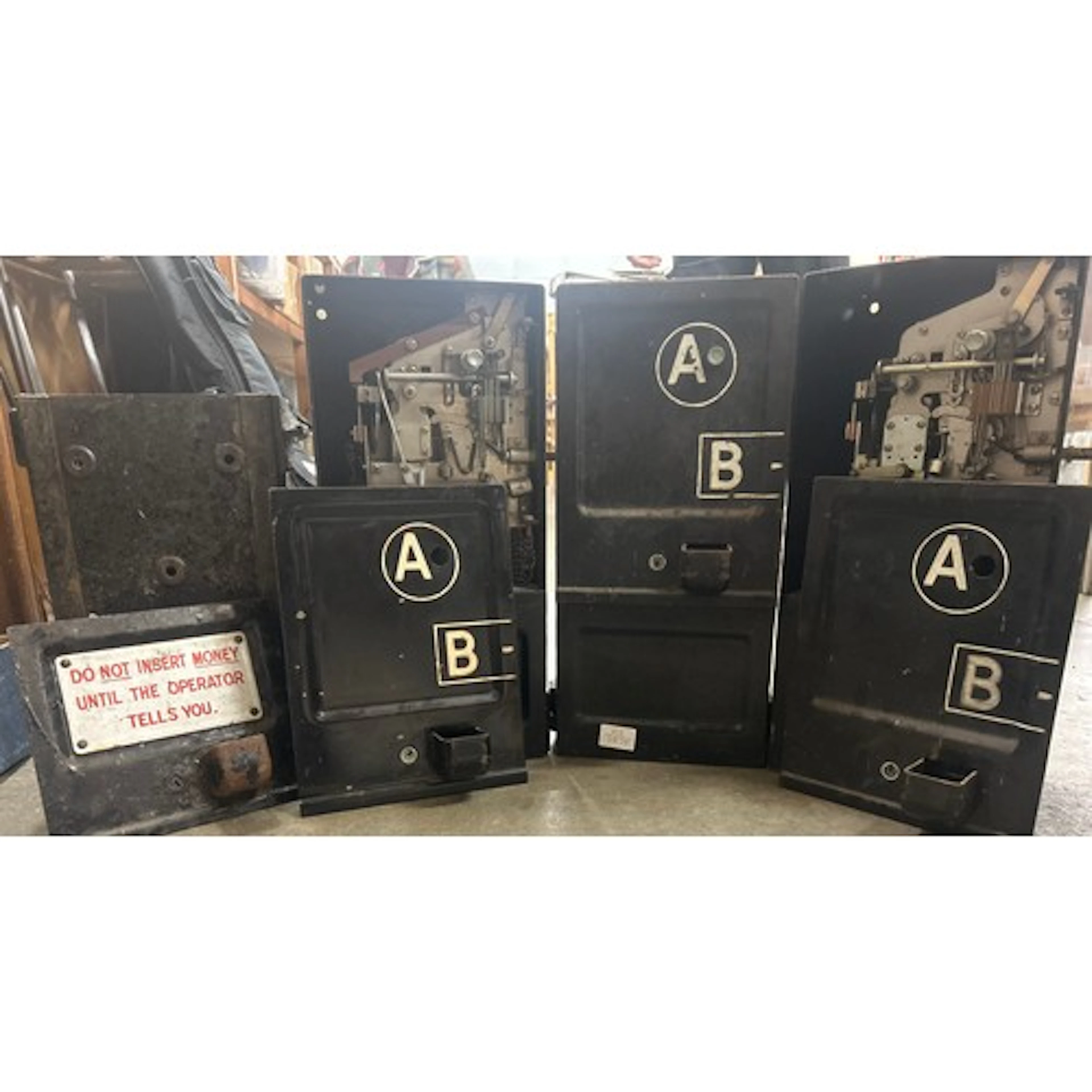 Three GPO A-B telephone coin boxes / Renters Boxes, each pai...