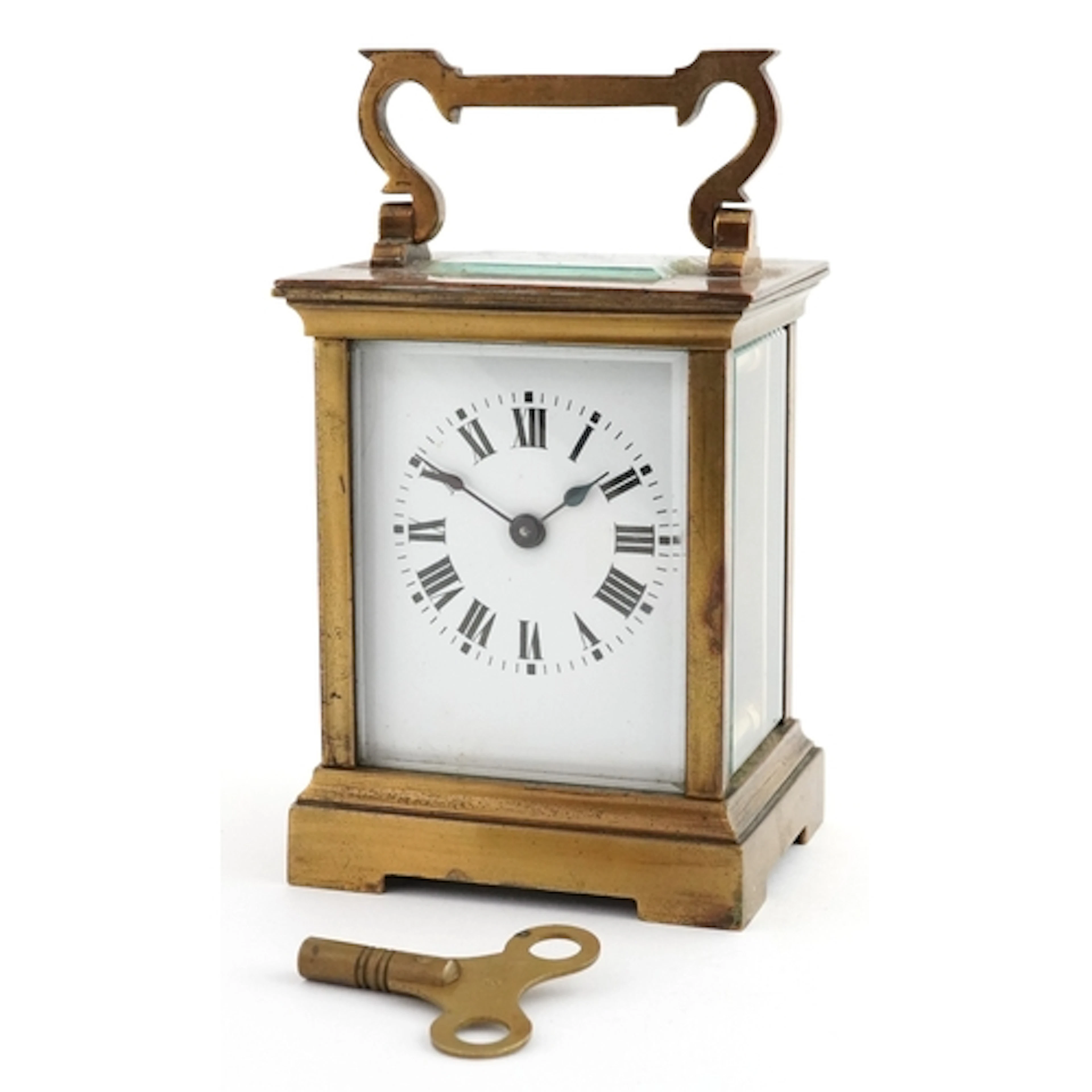 20th century French brass cased carriage clock with Roman nu...
