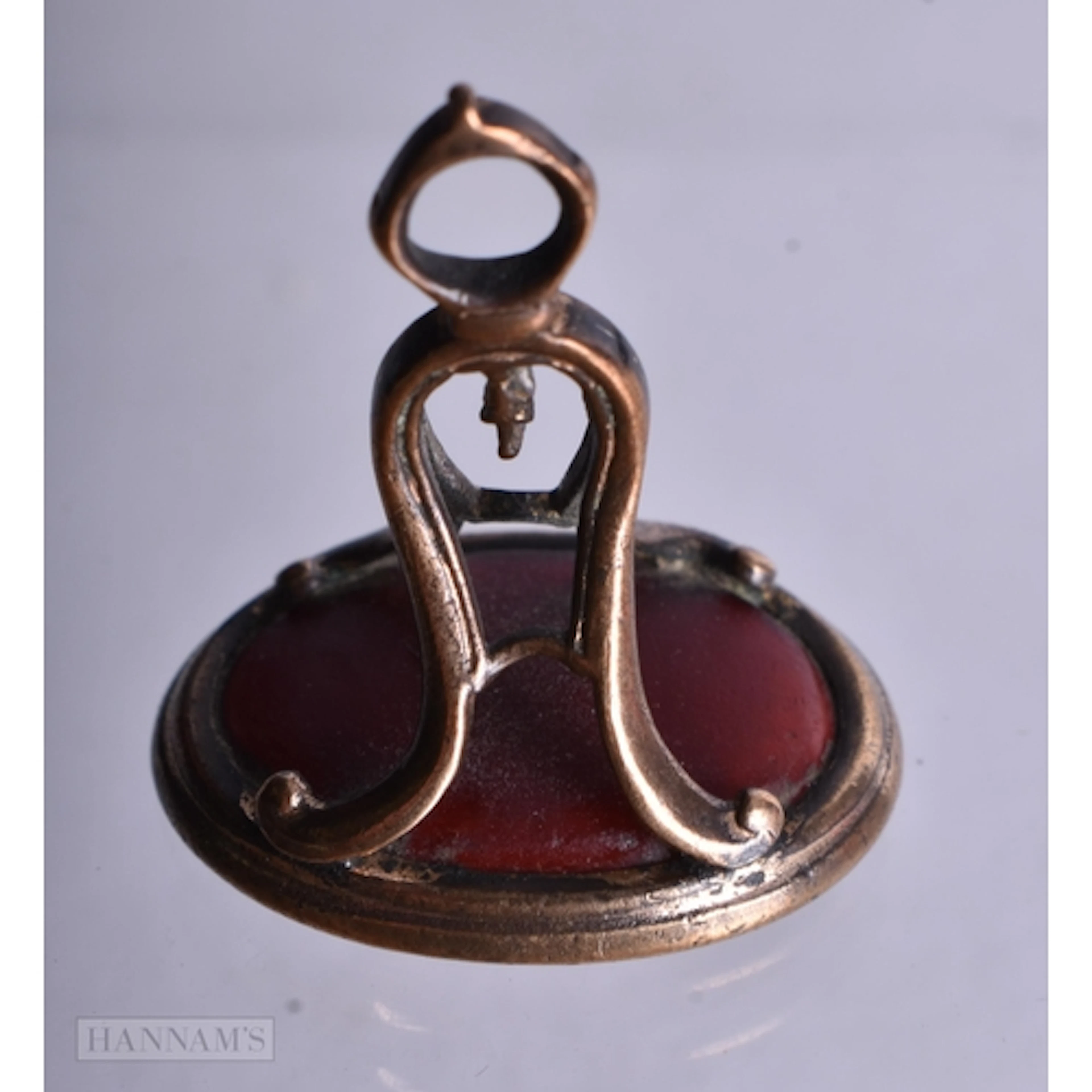 A George III YELLOW METAL AGATE INTAGLIO SEAL. 2.75 cm x 2.2...