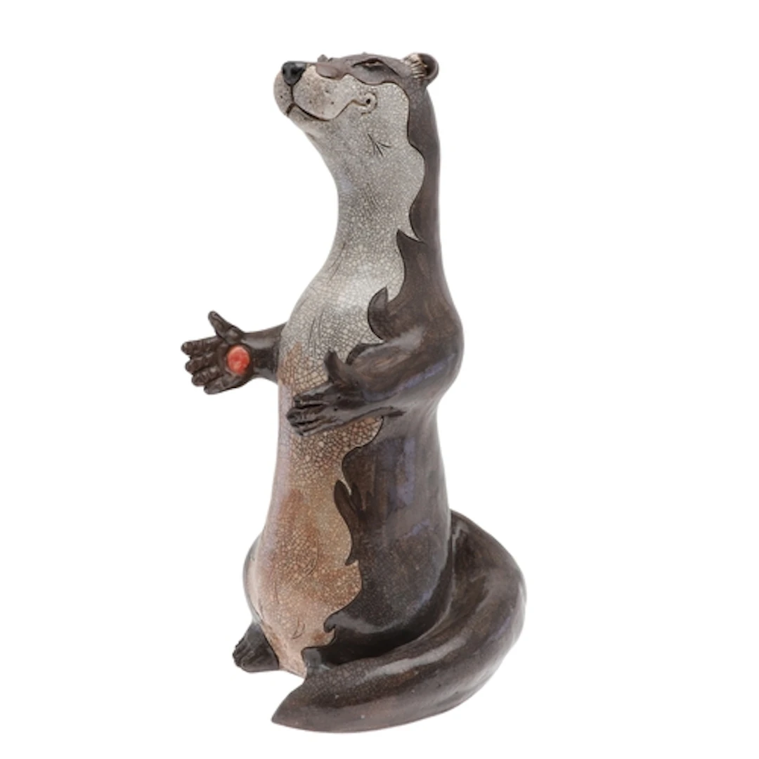 JENNIE HALE (B 1956). LARGE RAKU STUDIO POTTERY FIGURE OF AN...