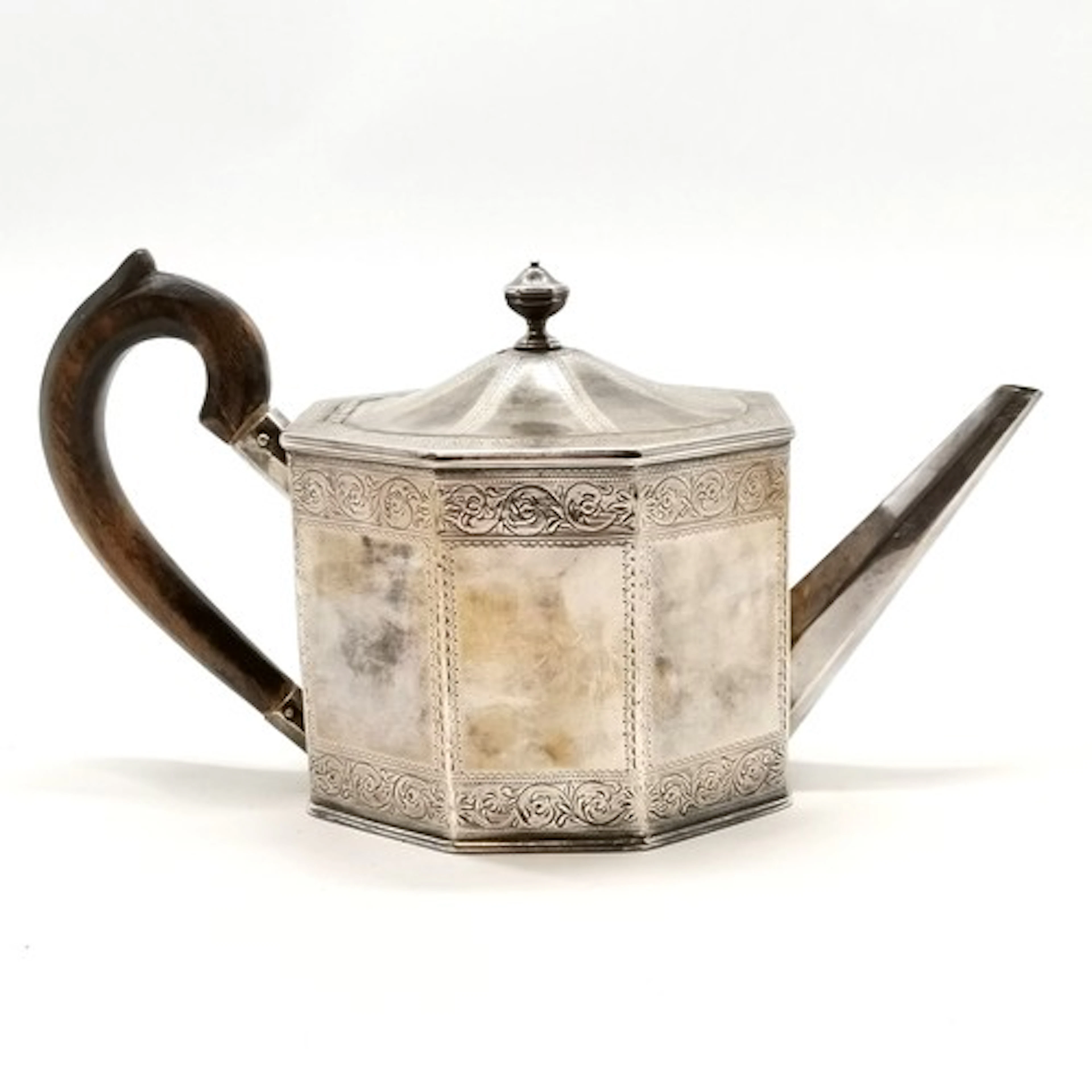 1788 Georgian octagonal teapot with wooden handle by Daniel ...