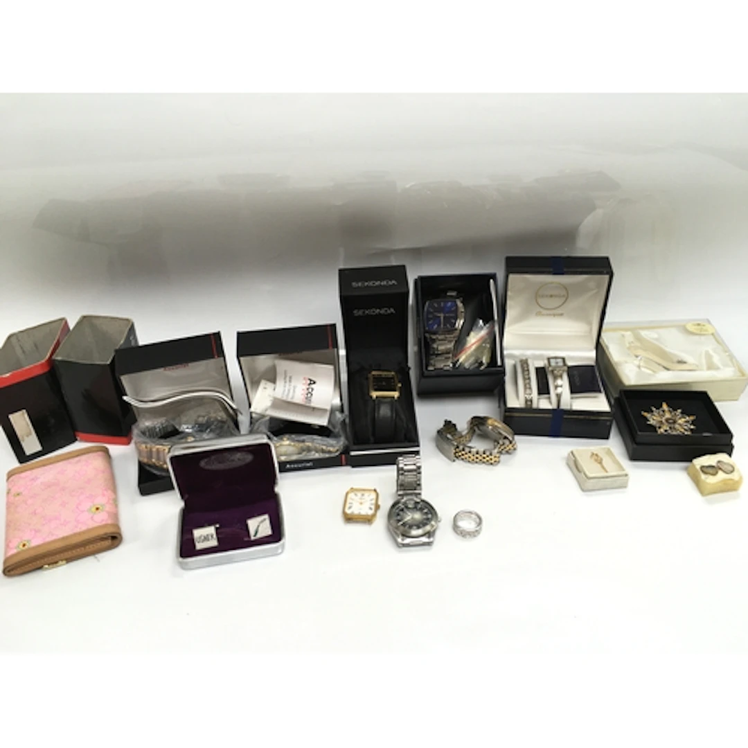 A collection of assorted watches and other items including c...