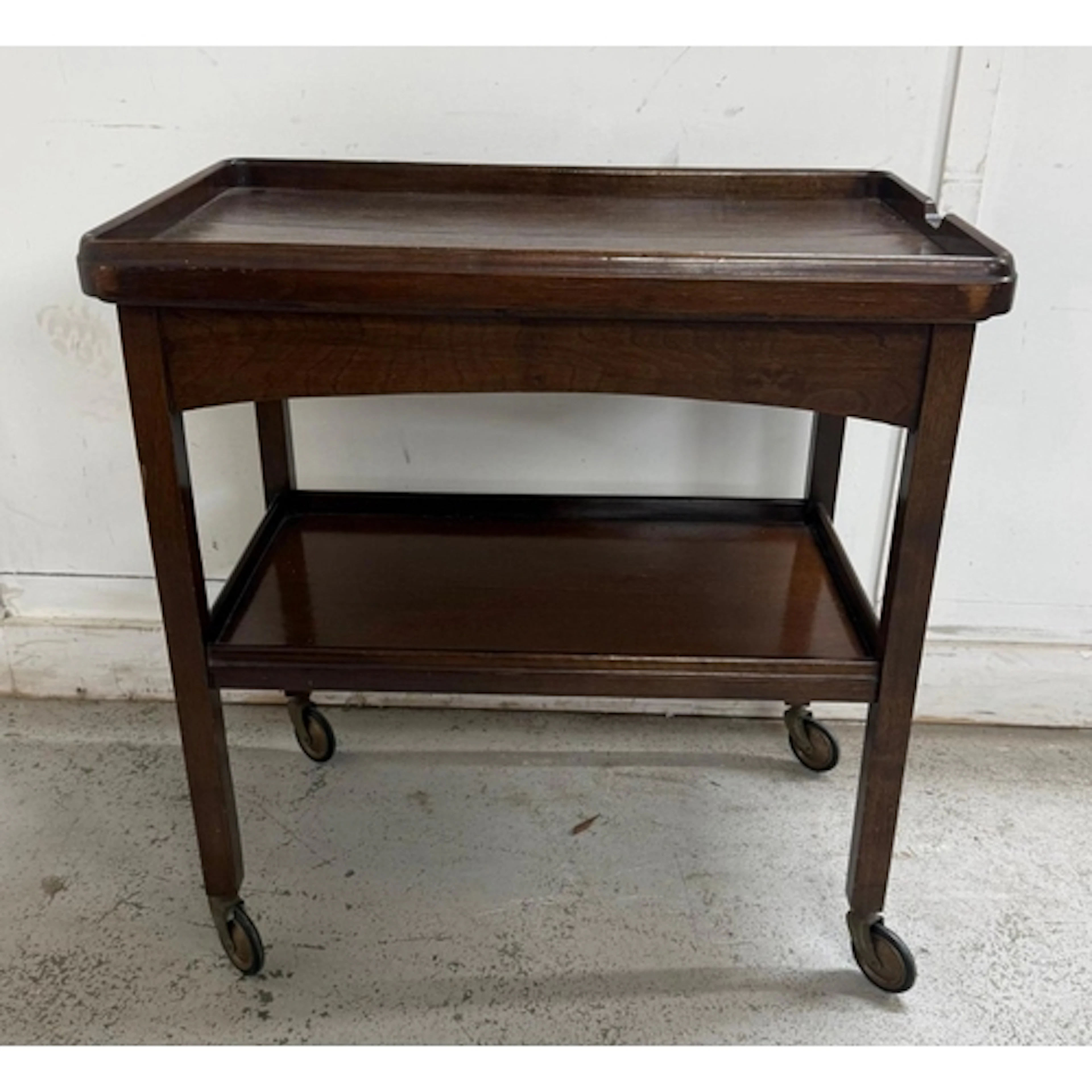 Mahogany two tier tea trolley
