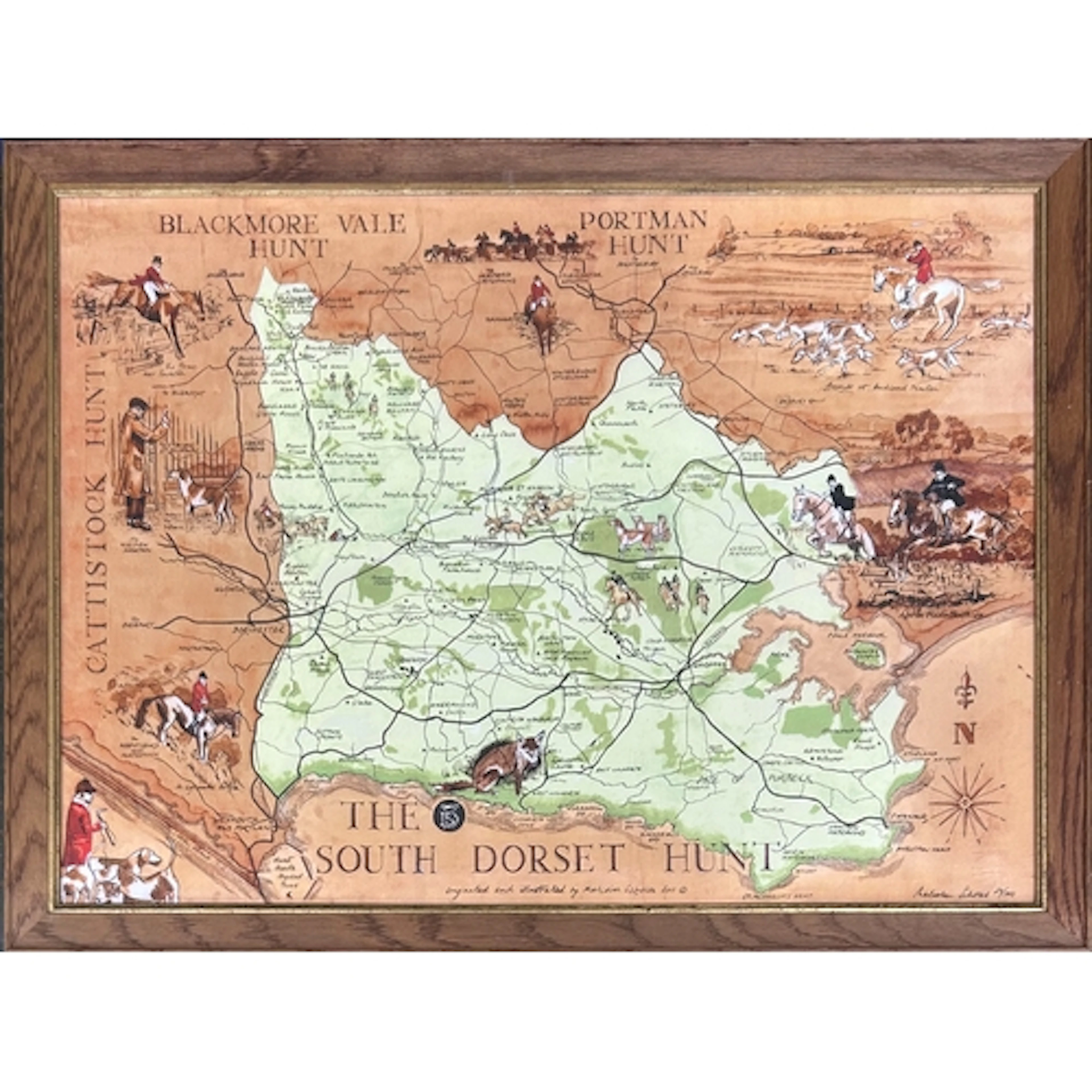 Malcolm Scholes 'The South Dorset Hunt' colour lithograph, ...