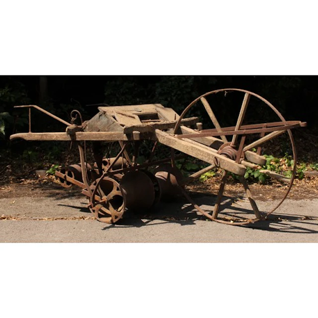 A 19th century horse-drawn turnip sower, by A.W. Gower & Son...