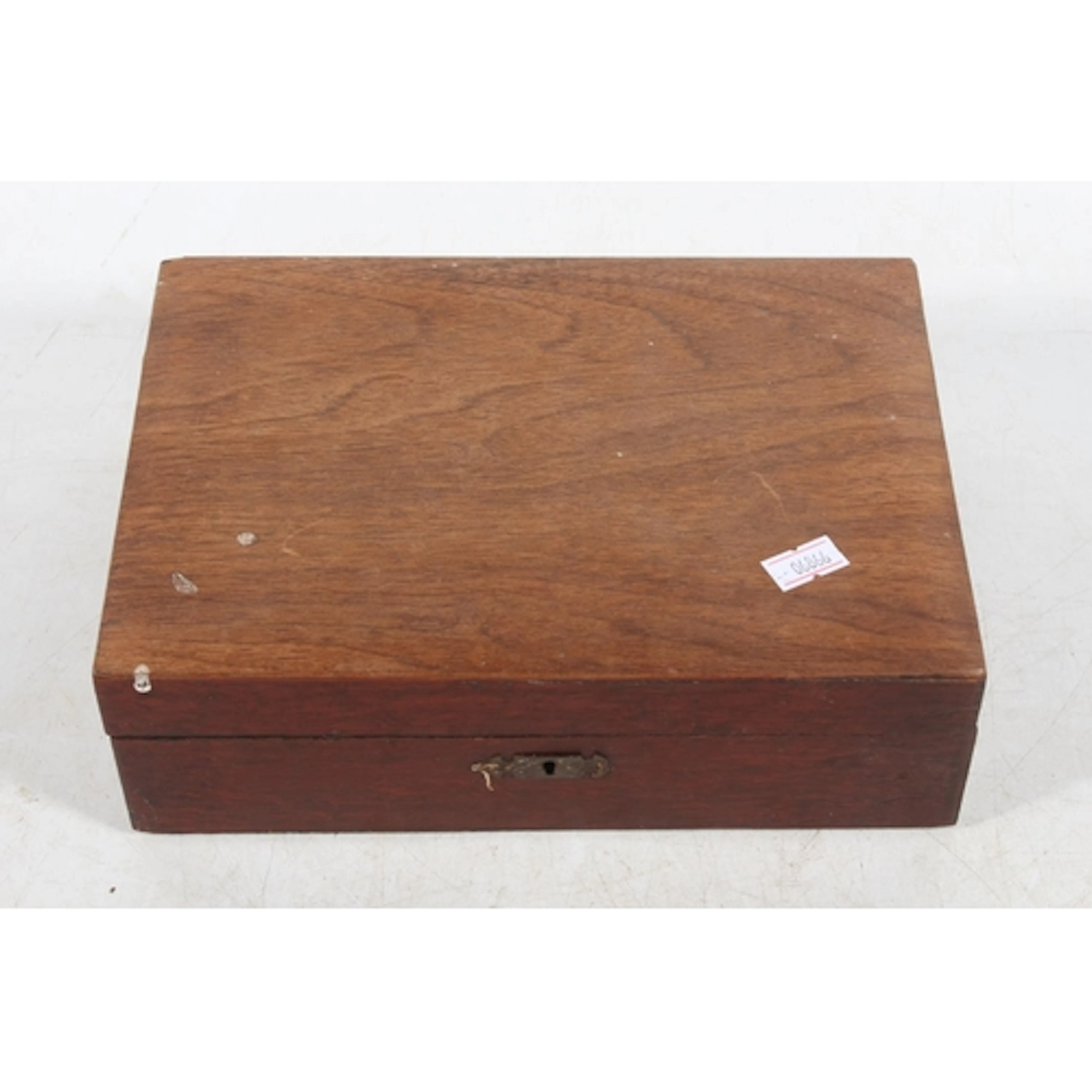 Antique mahogany writing slope box containing various curios...