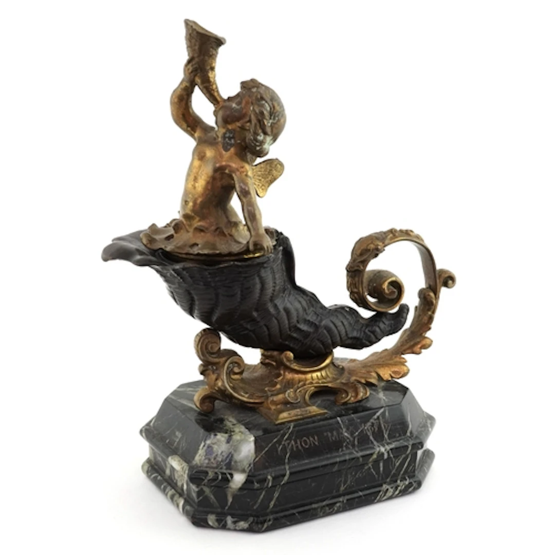 19th century Grand Tour style partially gilt inkwell in the ...