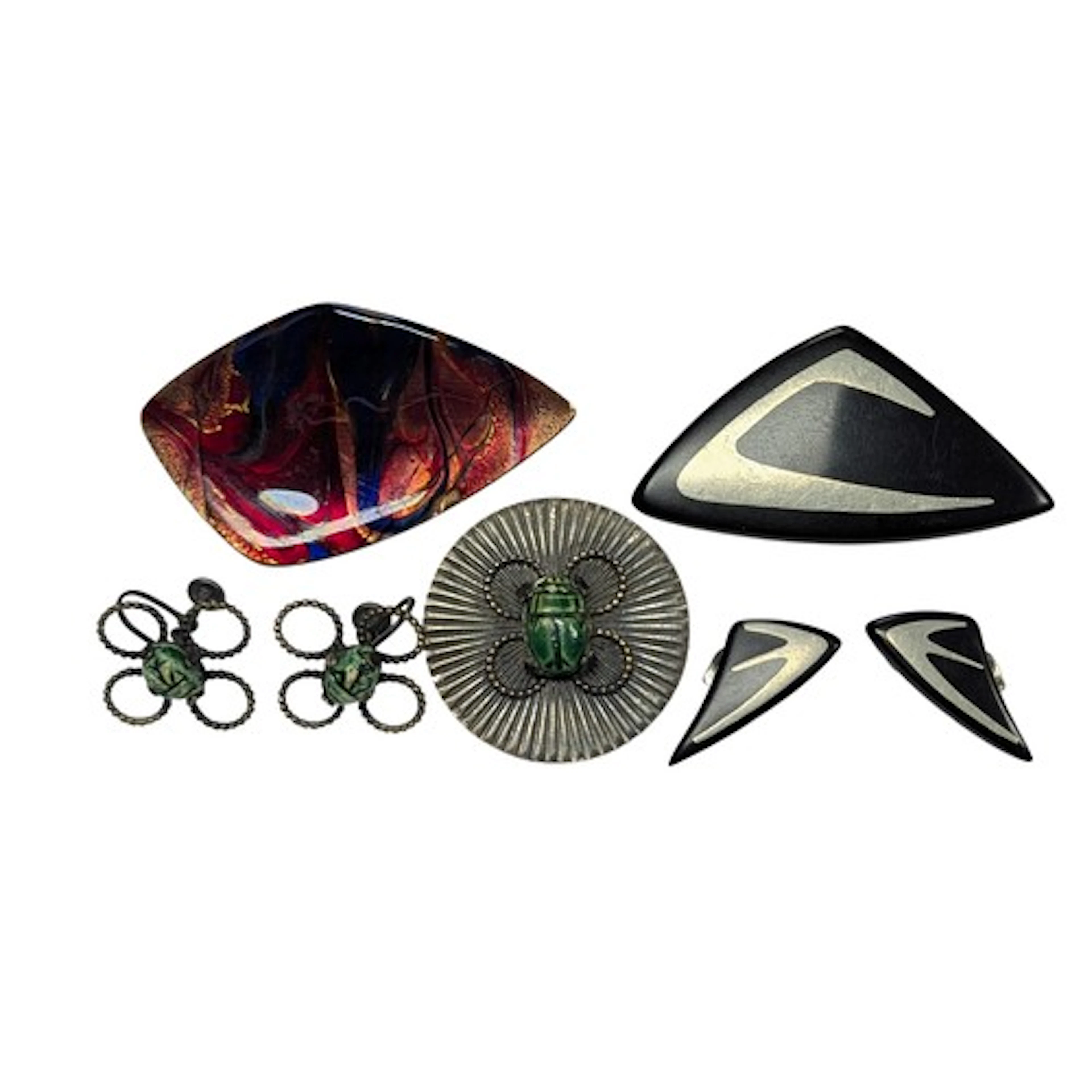 Jewellery - a Danish Hans Hansen ebony and silver modernist ...