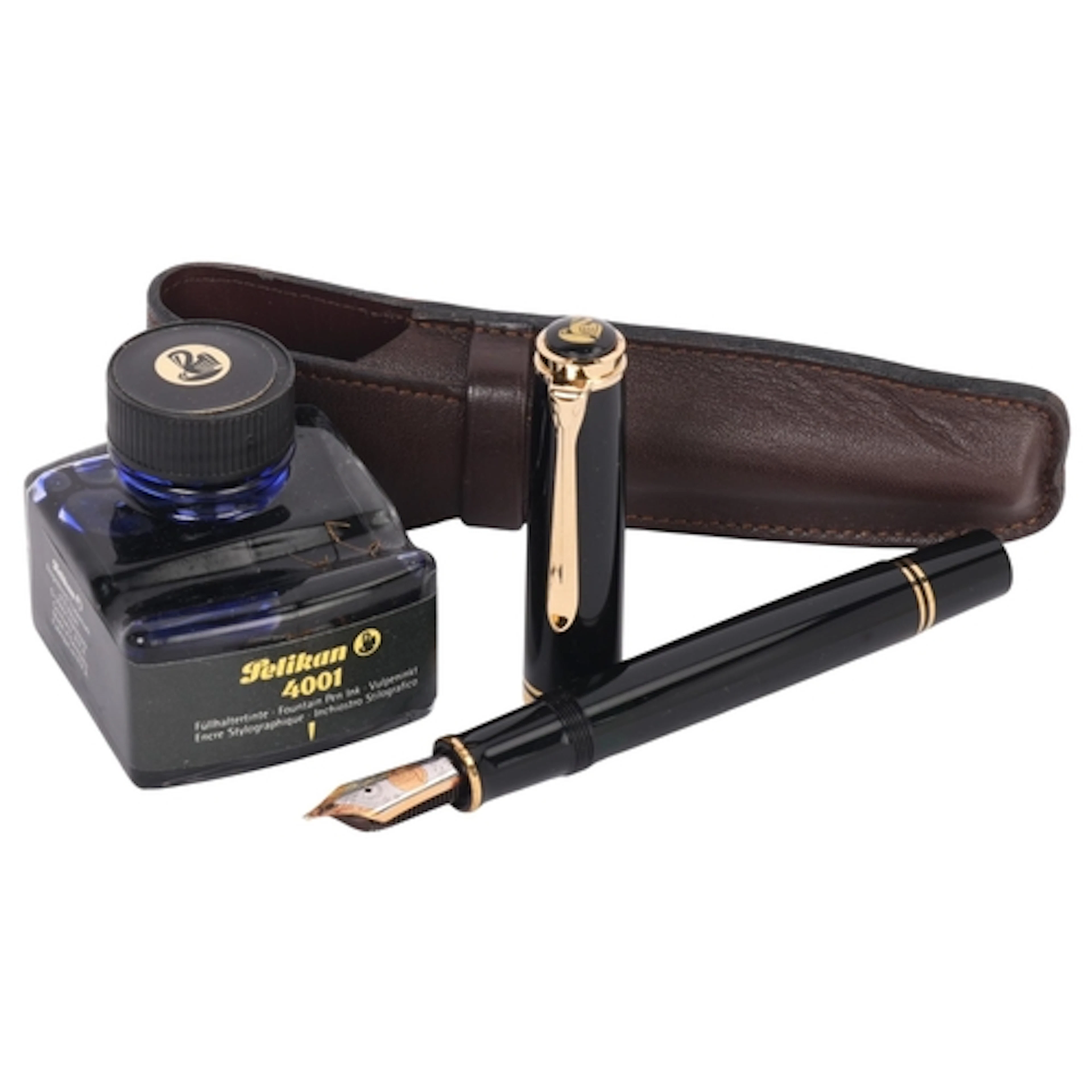 A Pelikan, Souveran M1000 black fountain pen, cap with gold ...