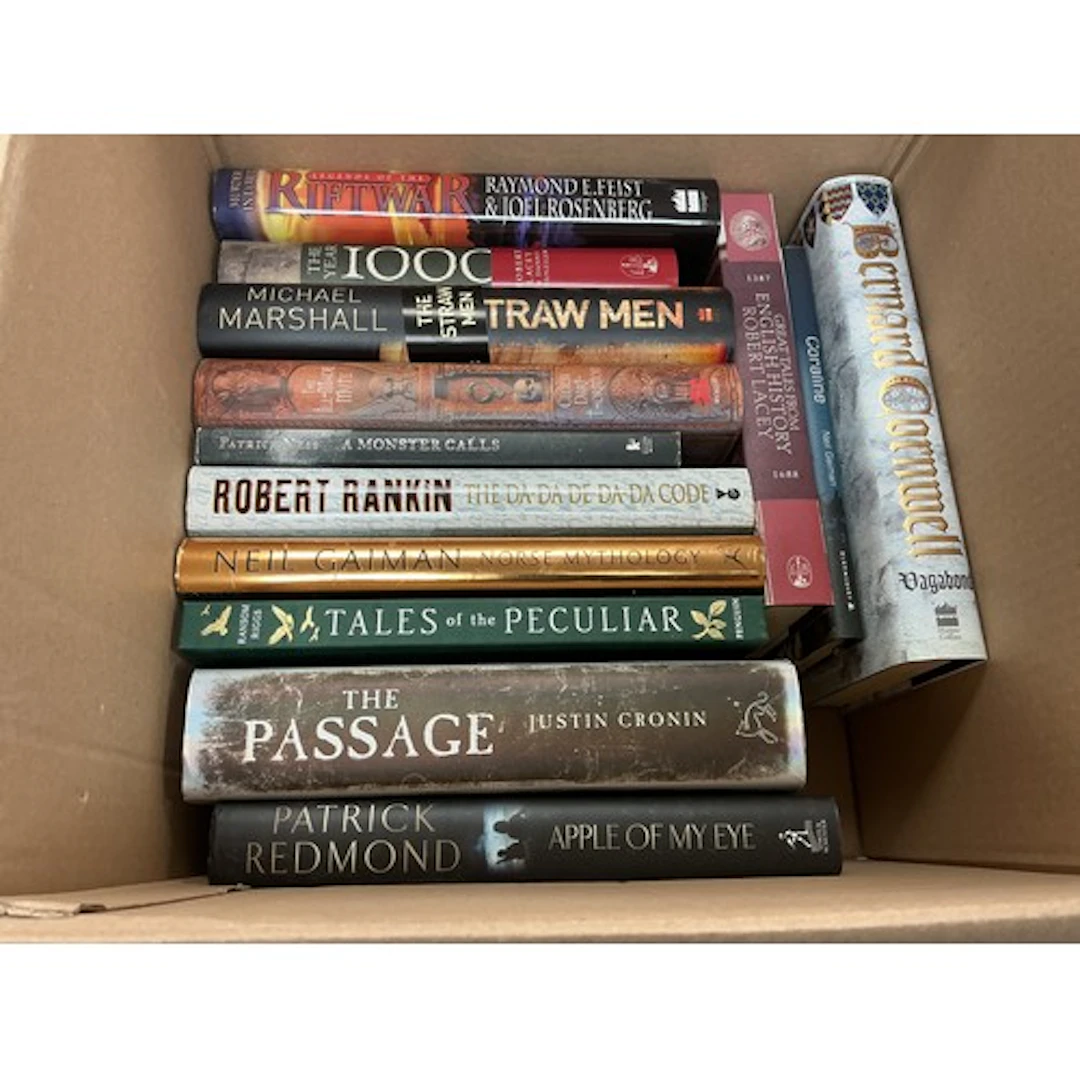 A box of signed hardback fictional novels by various authors...