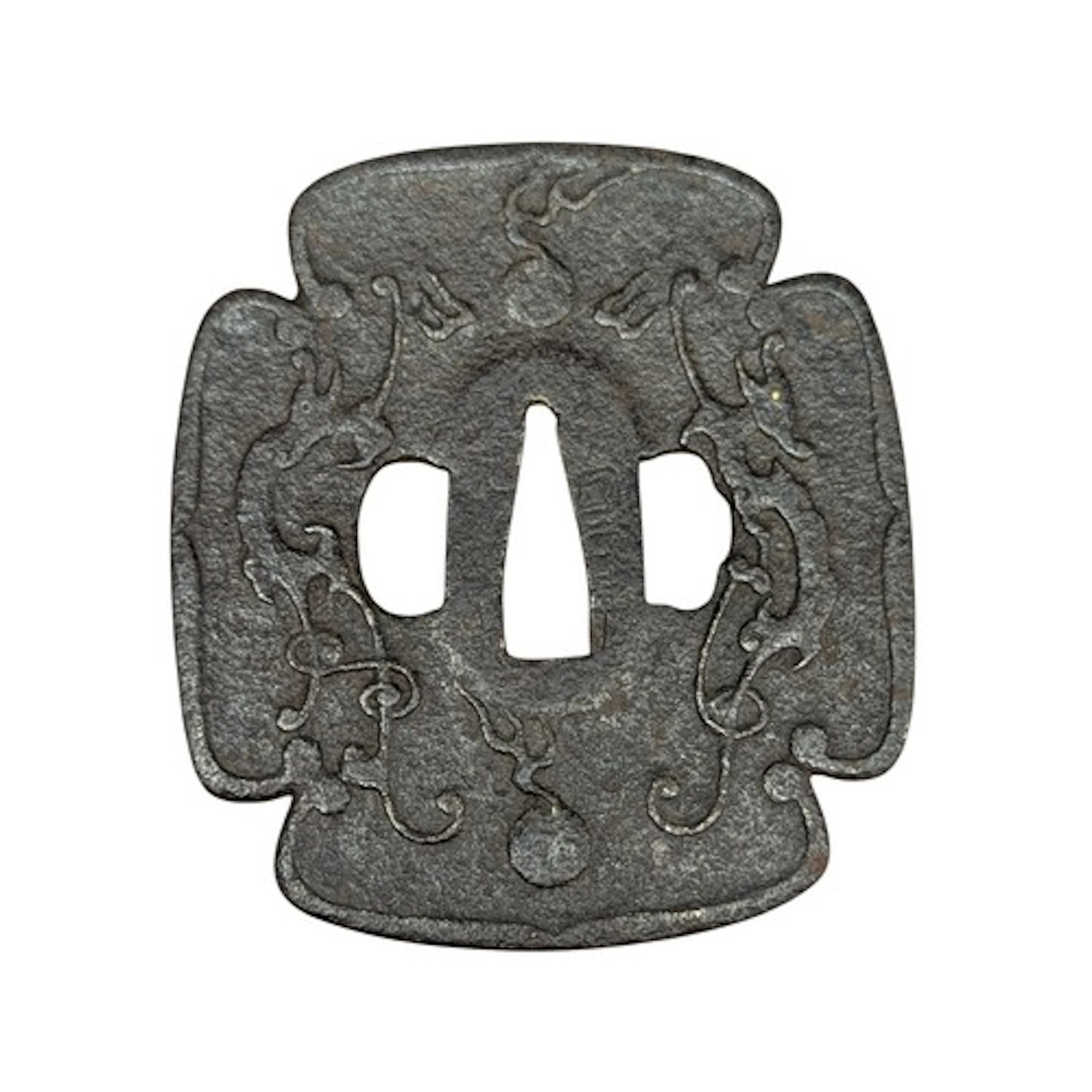 Edo Period Style Japanese Mokko Tsuba, constructed from forg...
