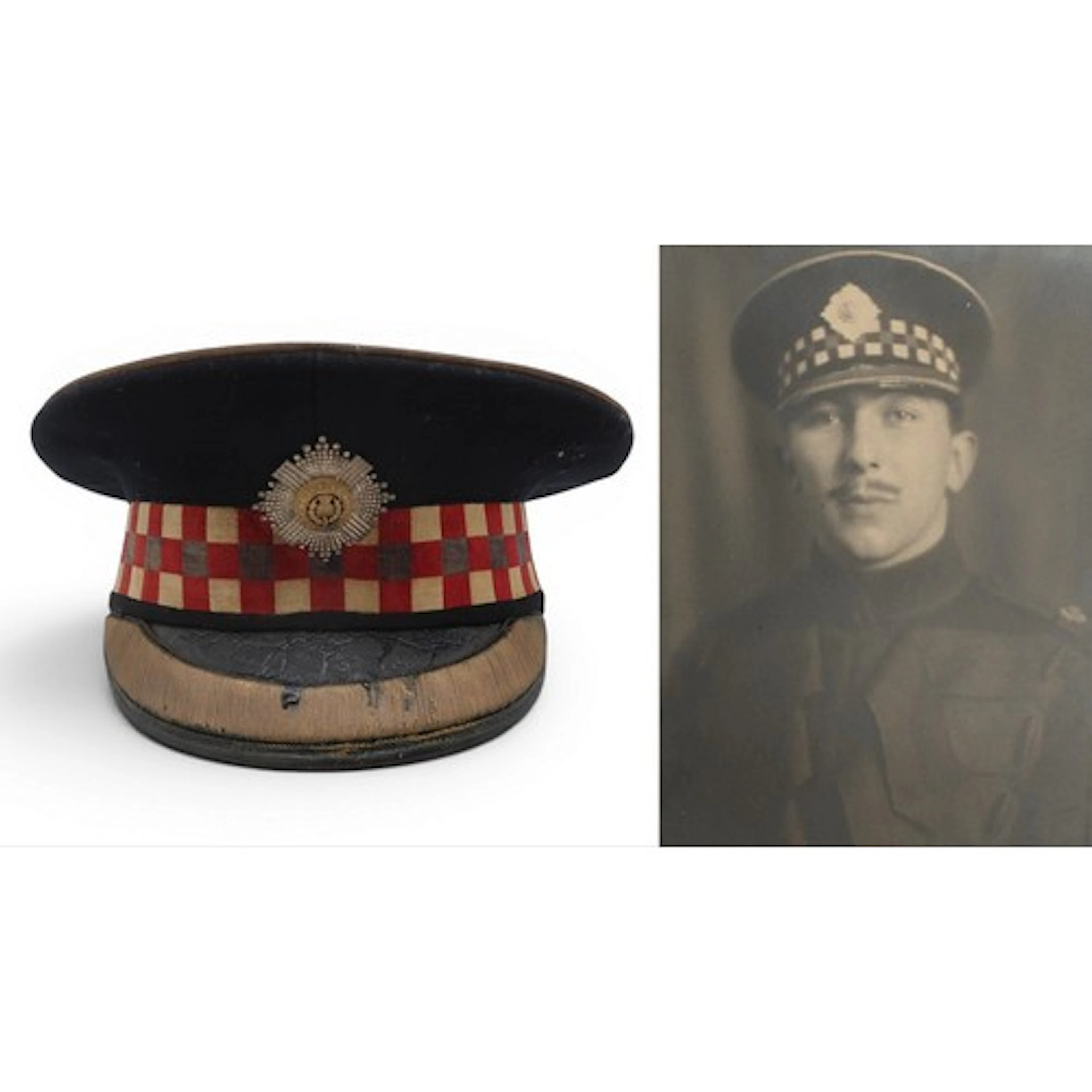 AN EARLY-20th CENTURY SCOTS GUARDS OFFICER'S PEAKED CAP BELO...
