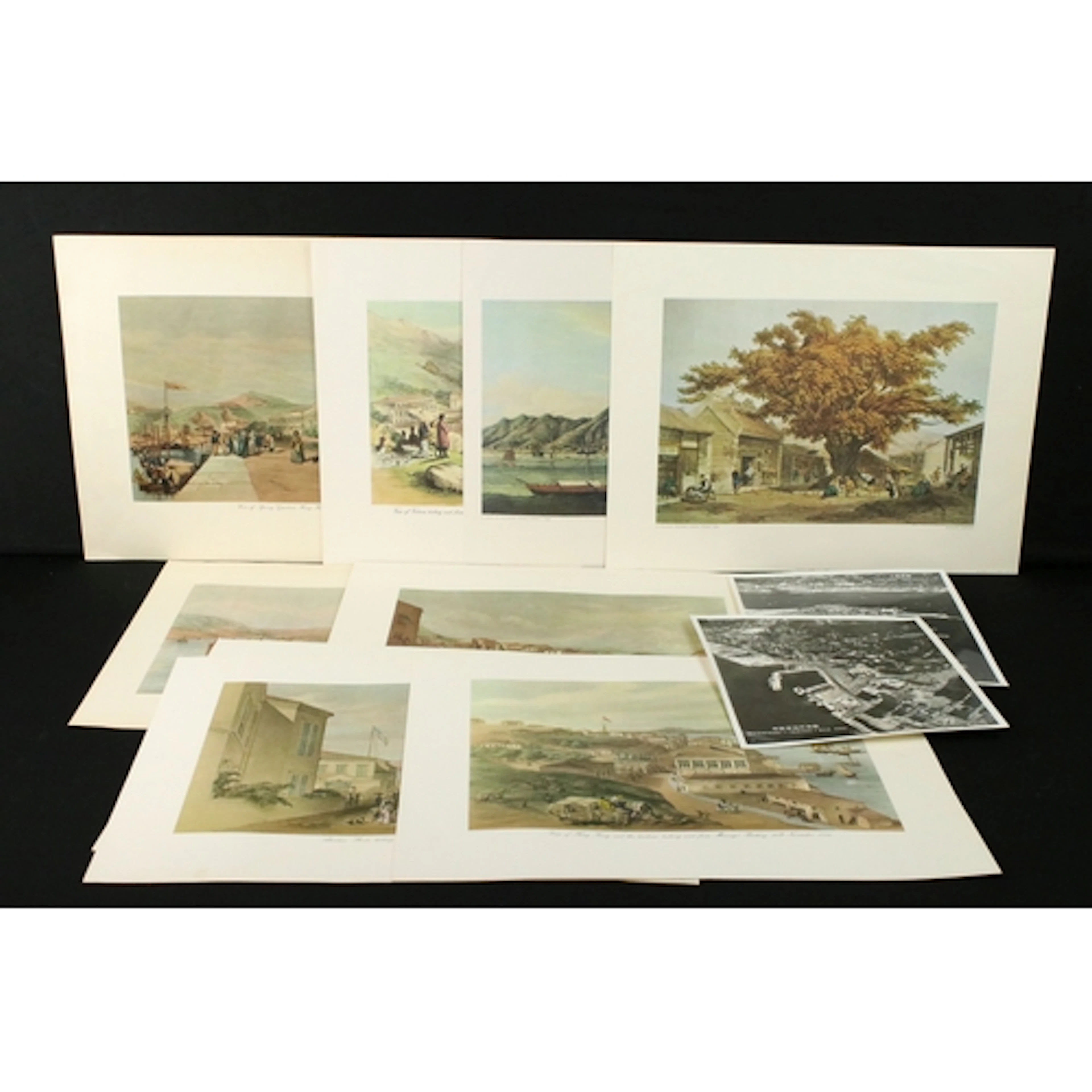 Group of twelve lithographs of Hong Kong, printed by Maclure...