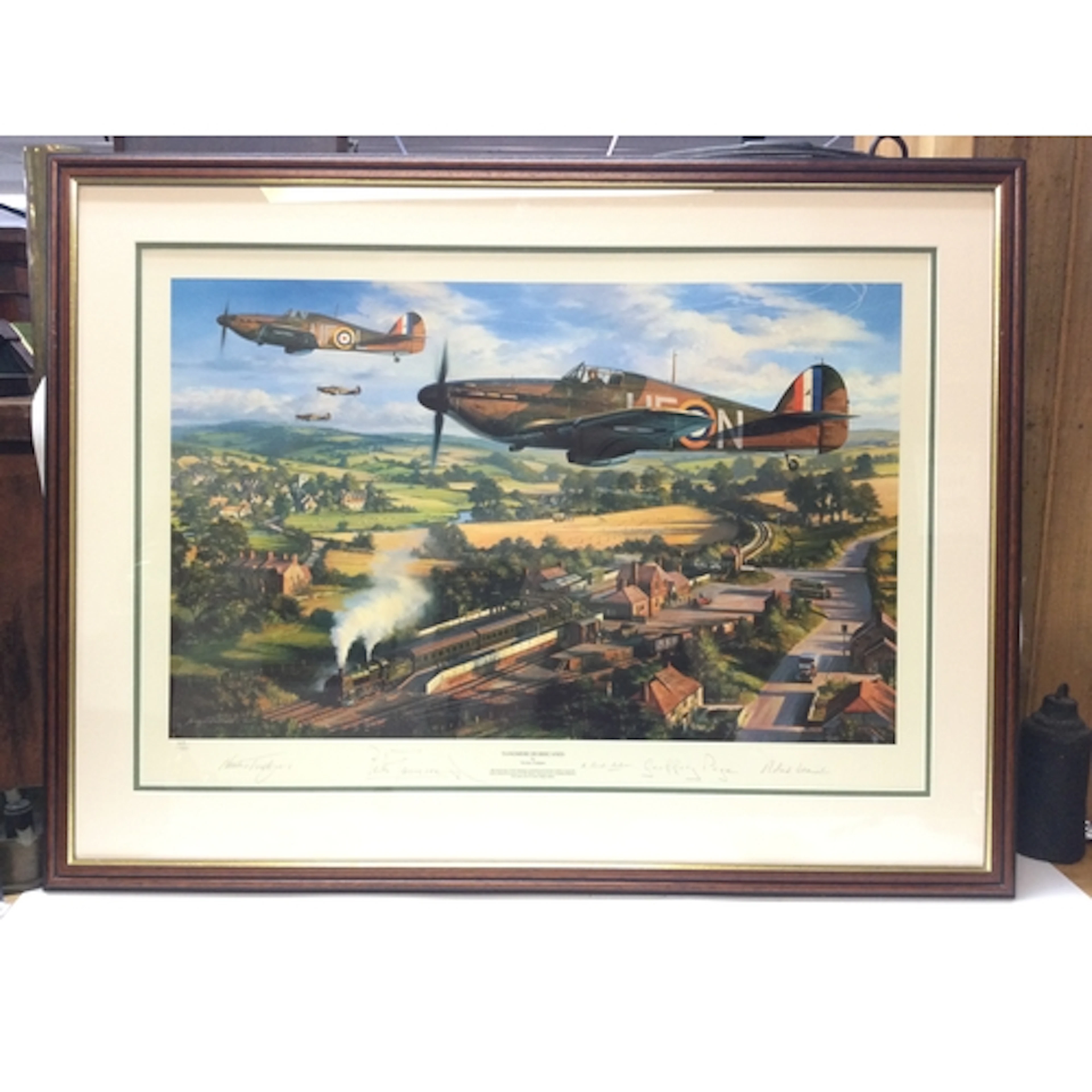 A print signed Tangmere Hurricanes by Nicolas Trudgian. 603/...