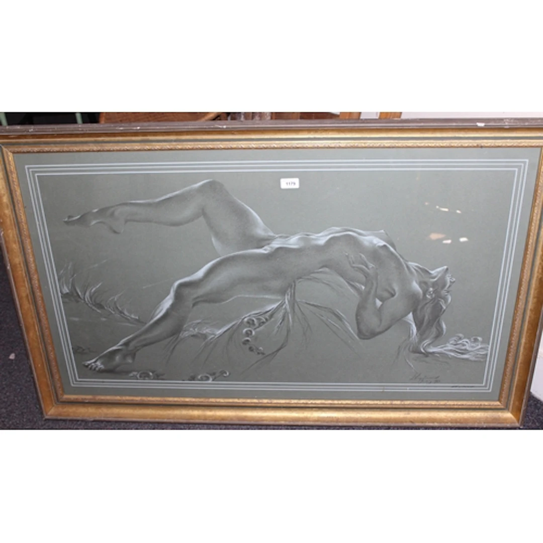 Anthony Brandt, artist signed print, nude study, 63 x 110cm,...