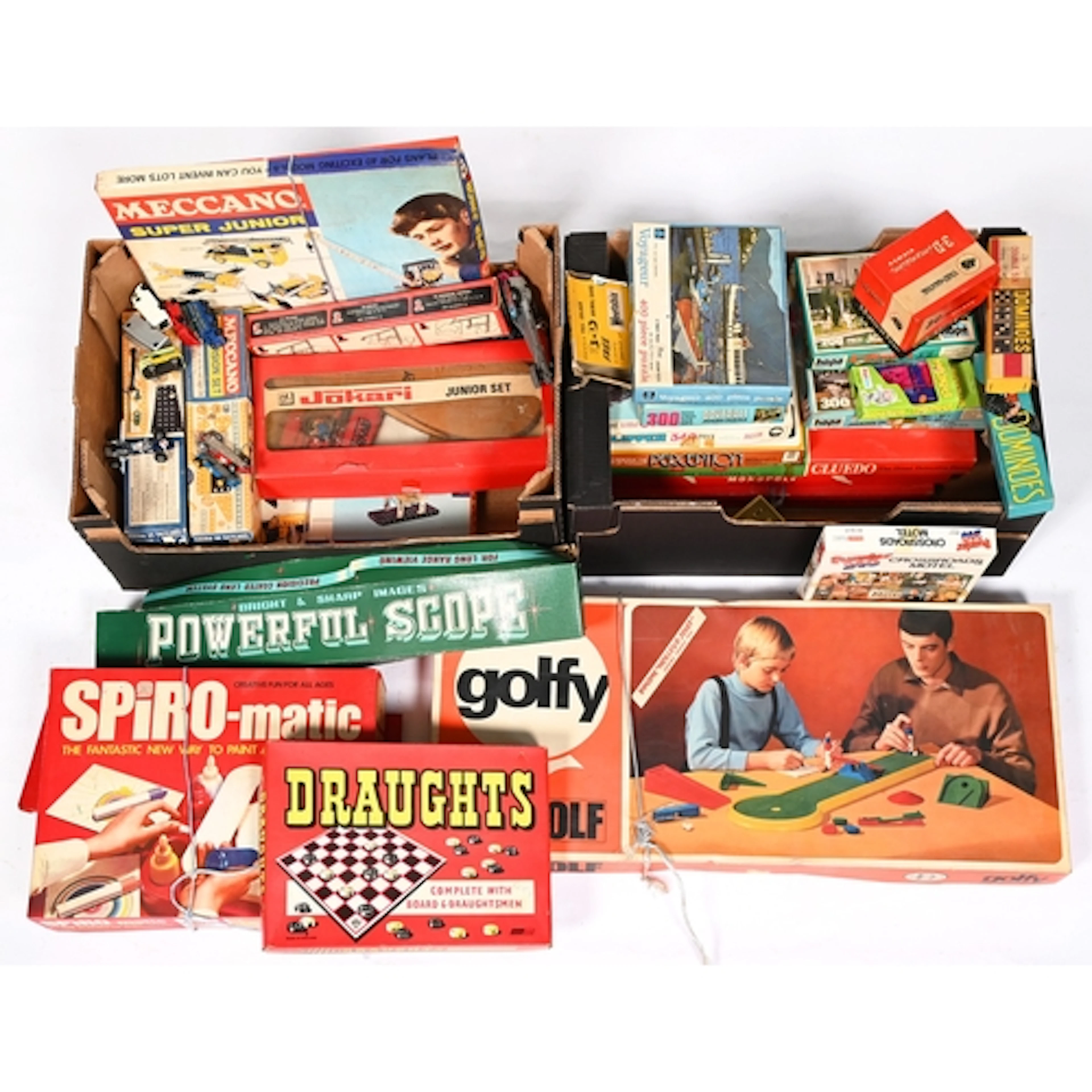 Vintage toys. Two Meccano Super Junior sets and various othe...