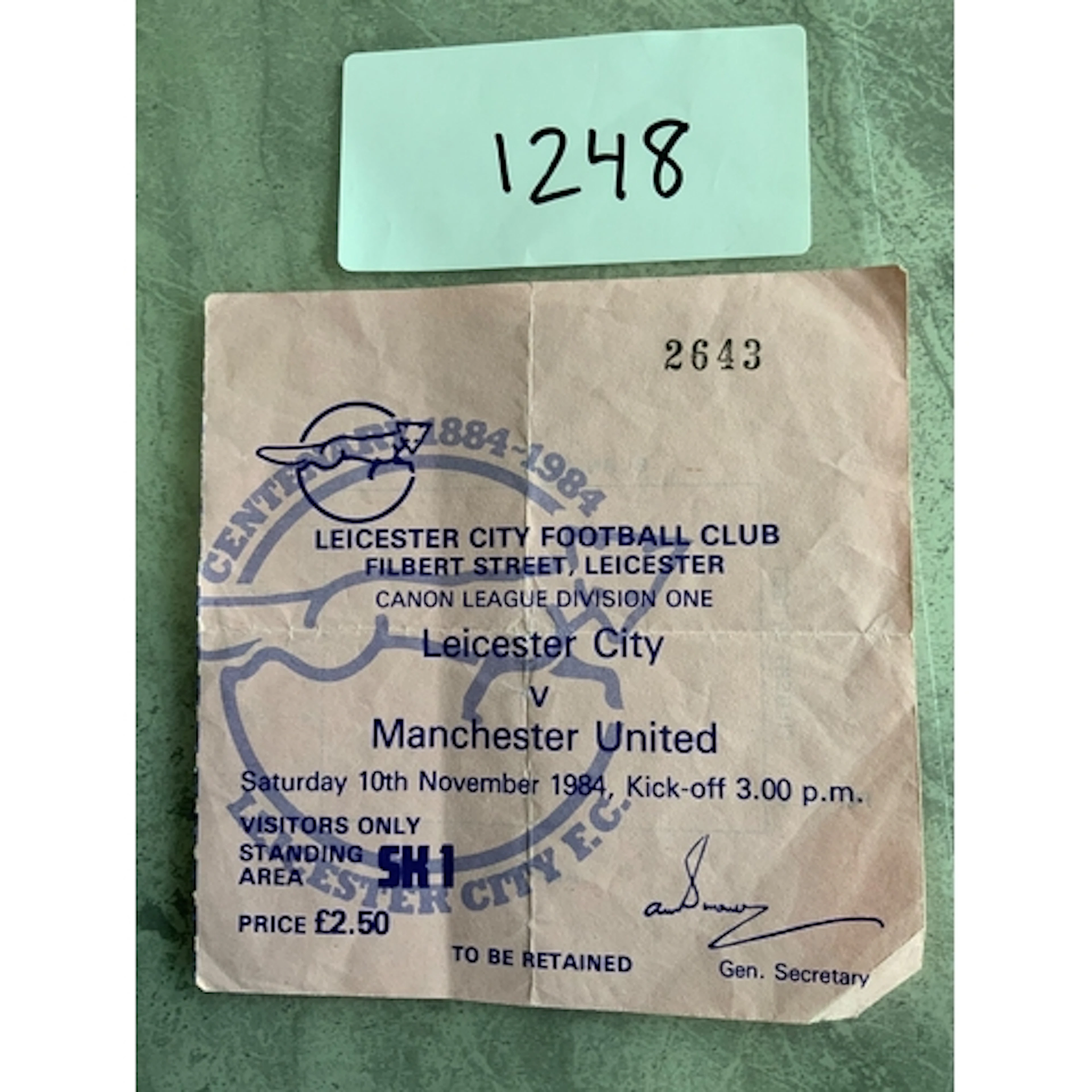 84/85 Leicester City Manchester United Football Ticket: Leag...