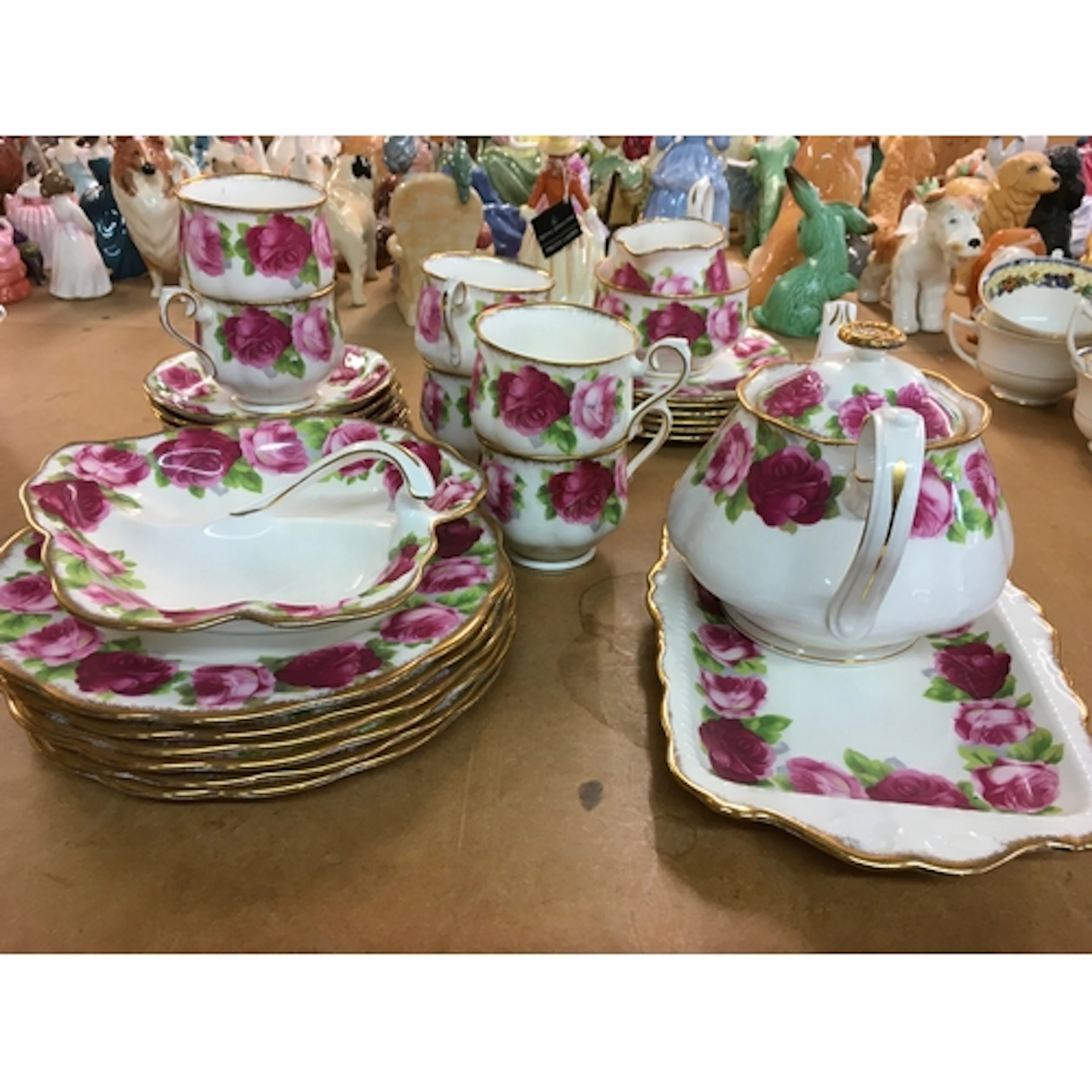 vintage Royal Albert Old English Rose fine bone china set.