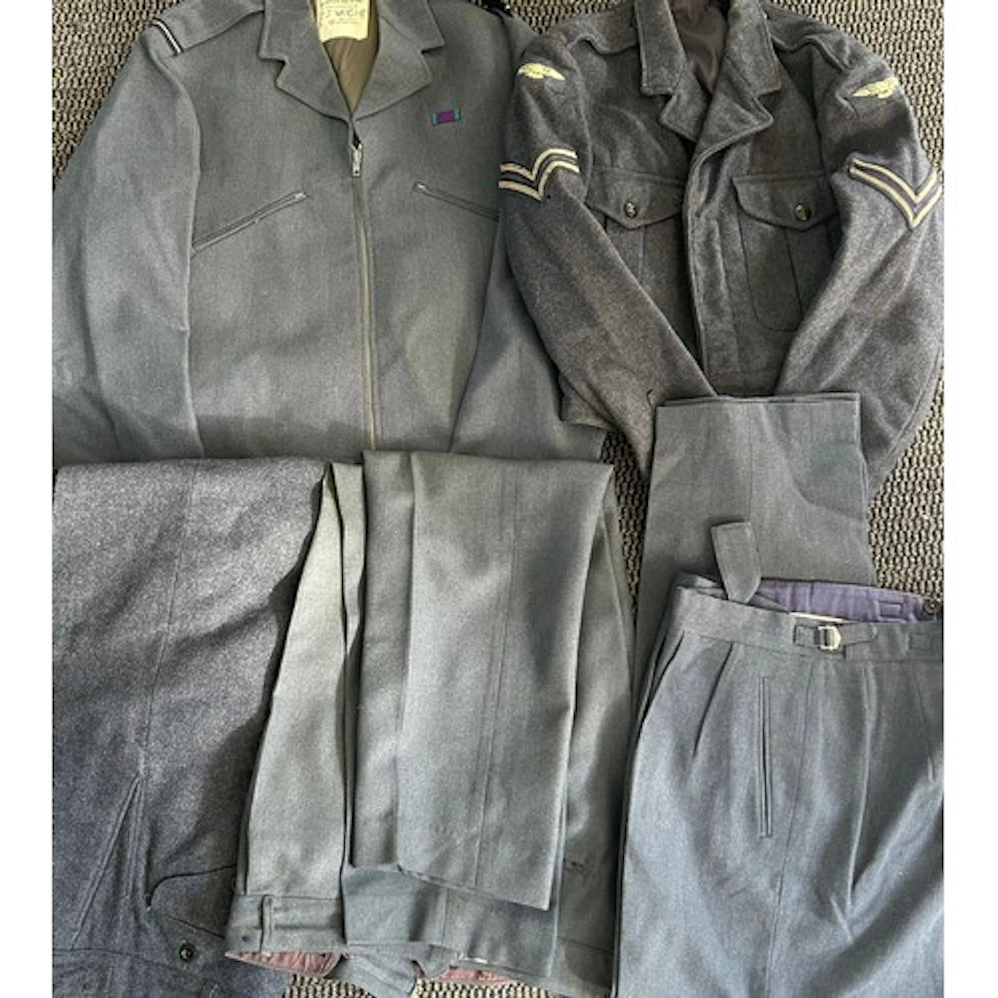 Box of post war RAF trousers, 9 in total RAF post war battle...