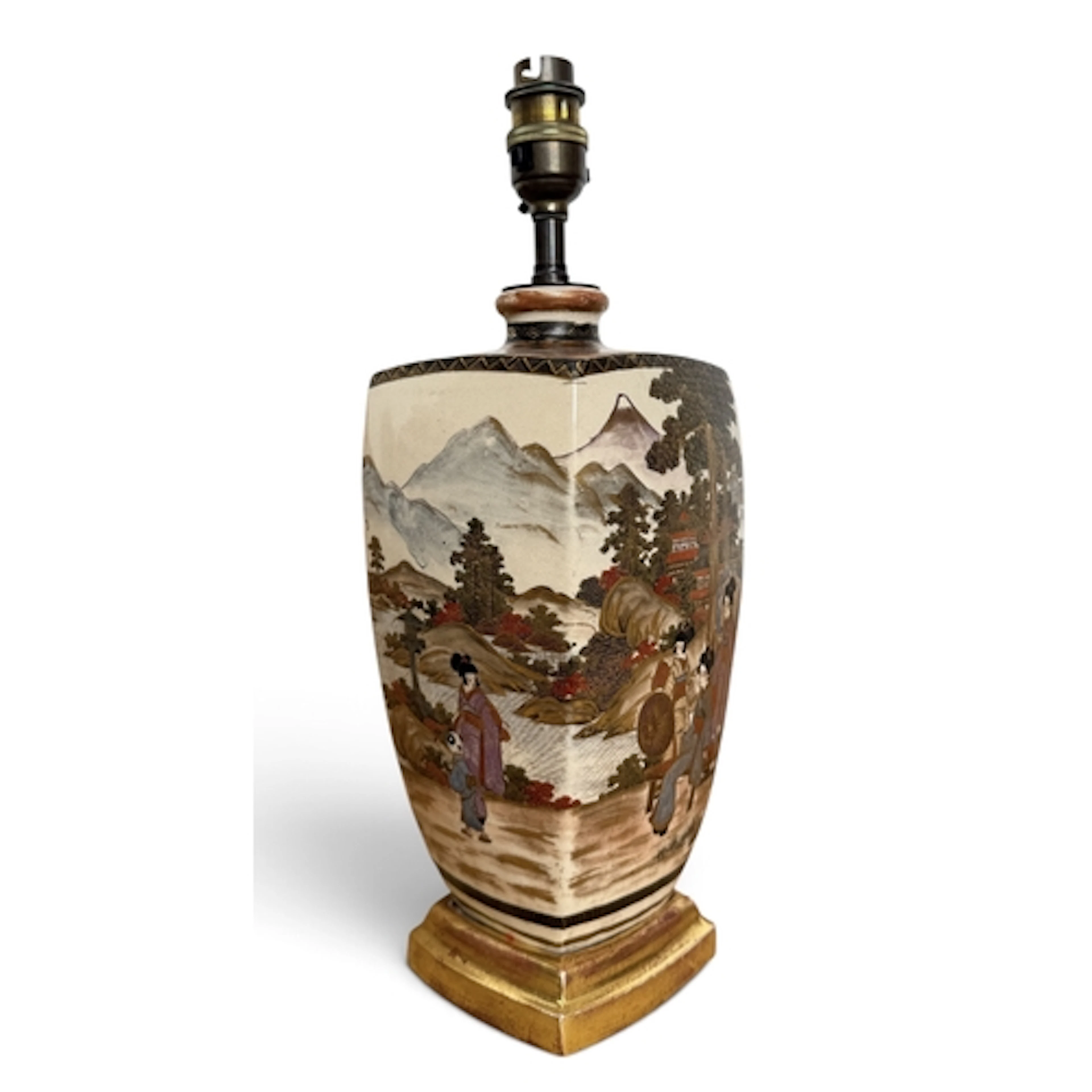 A JAPANESE SATSUMA VASE Adapted for a table lamp. 35 cm H (i...
