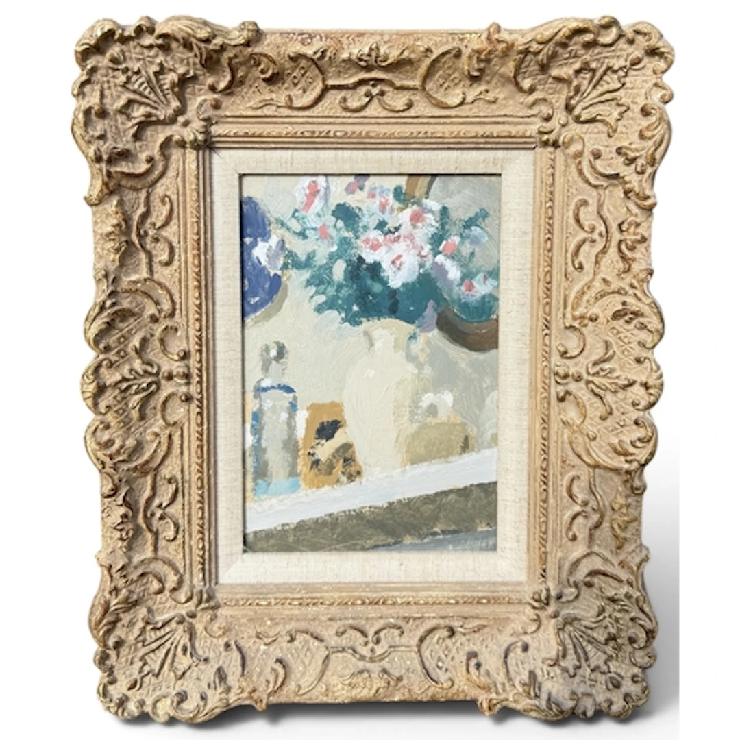 20TH CENTURY BRITISH SCHOOL: STILL LIFE WITH VASE OF FLOWERS...