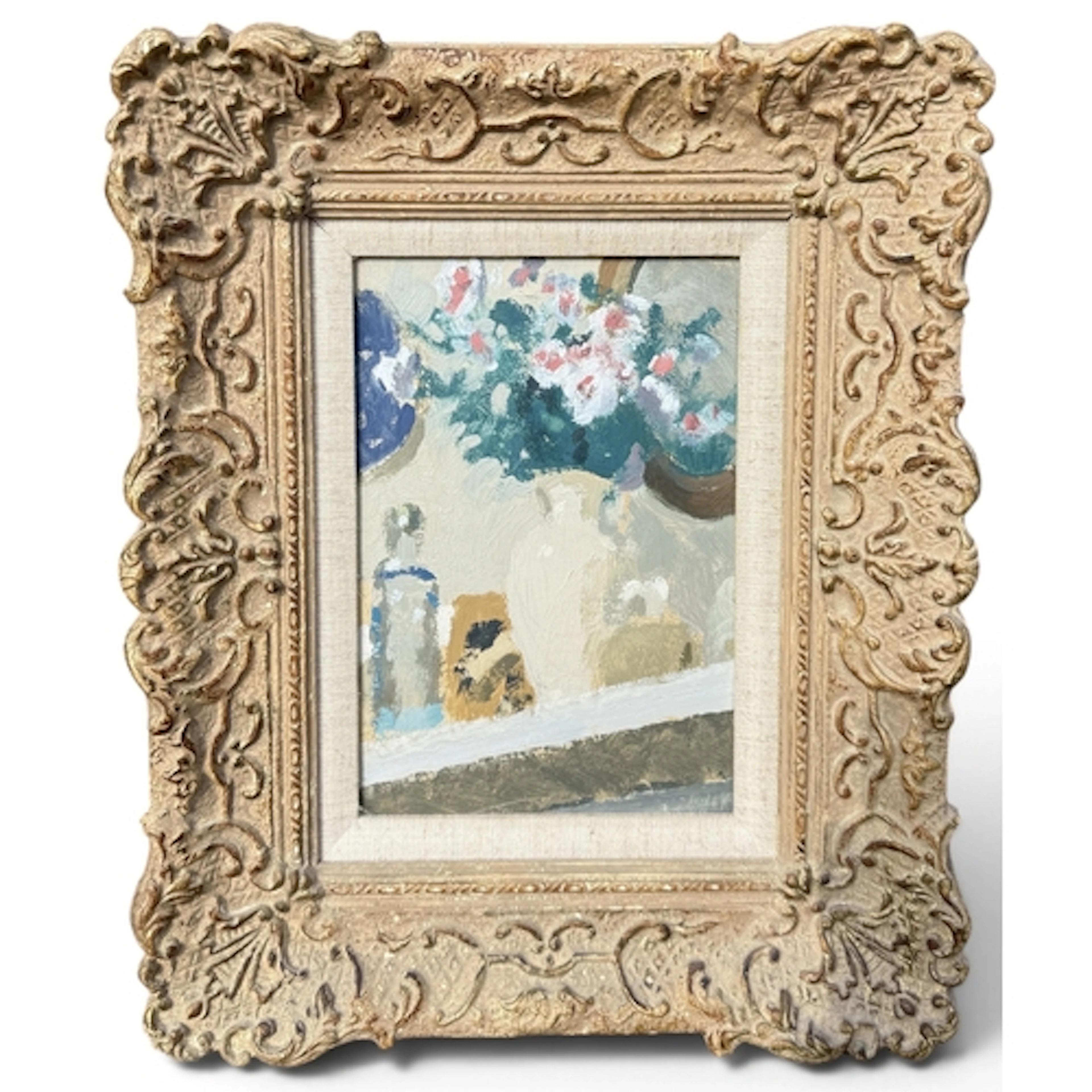 20TH CENTURY BRITISH SCHOOL: STILL LIFE WITH VASE OF FLOWERS...