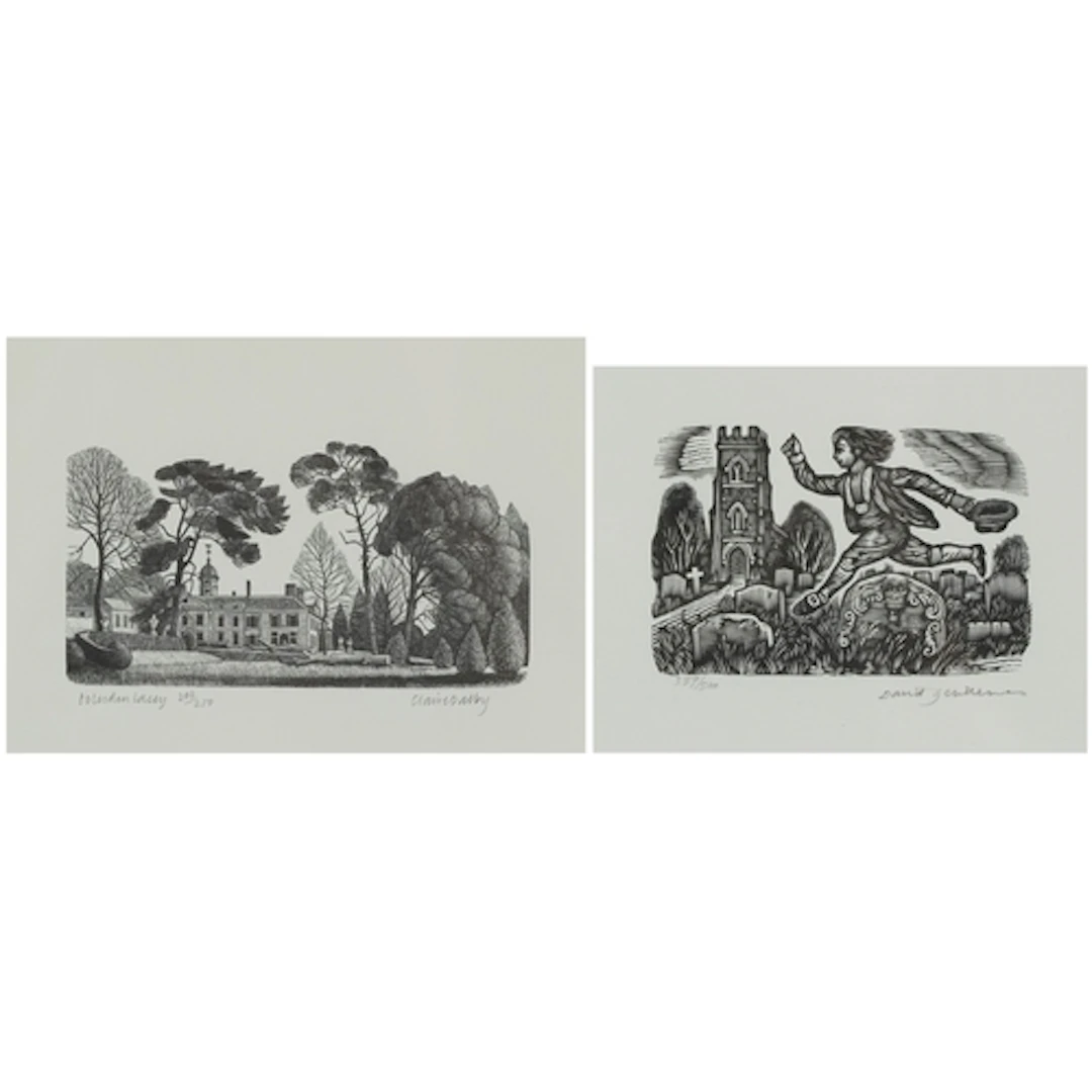 Two pencil signed and editioned engravings comprising David ...