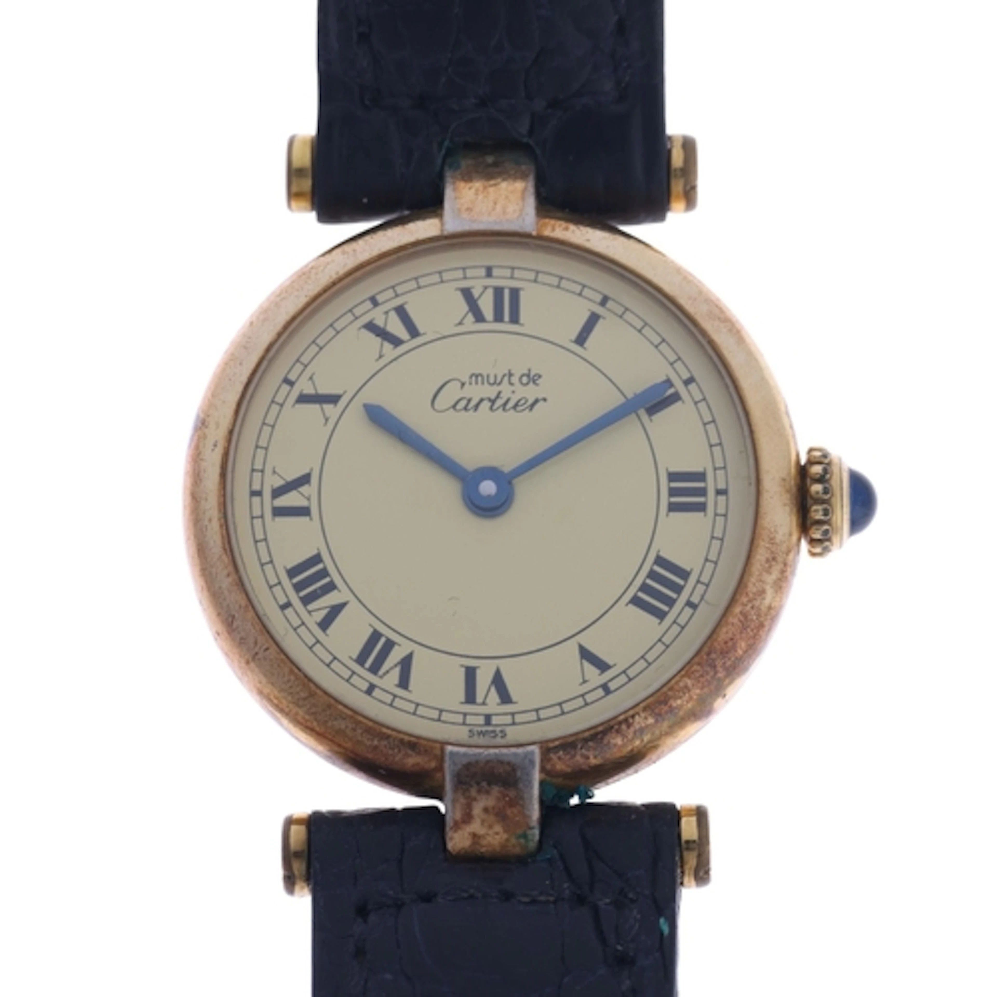MUST DE CARTIER - a vermeil sterling silver Vendome quartz w...